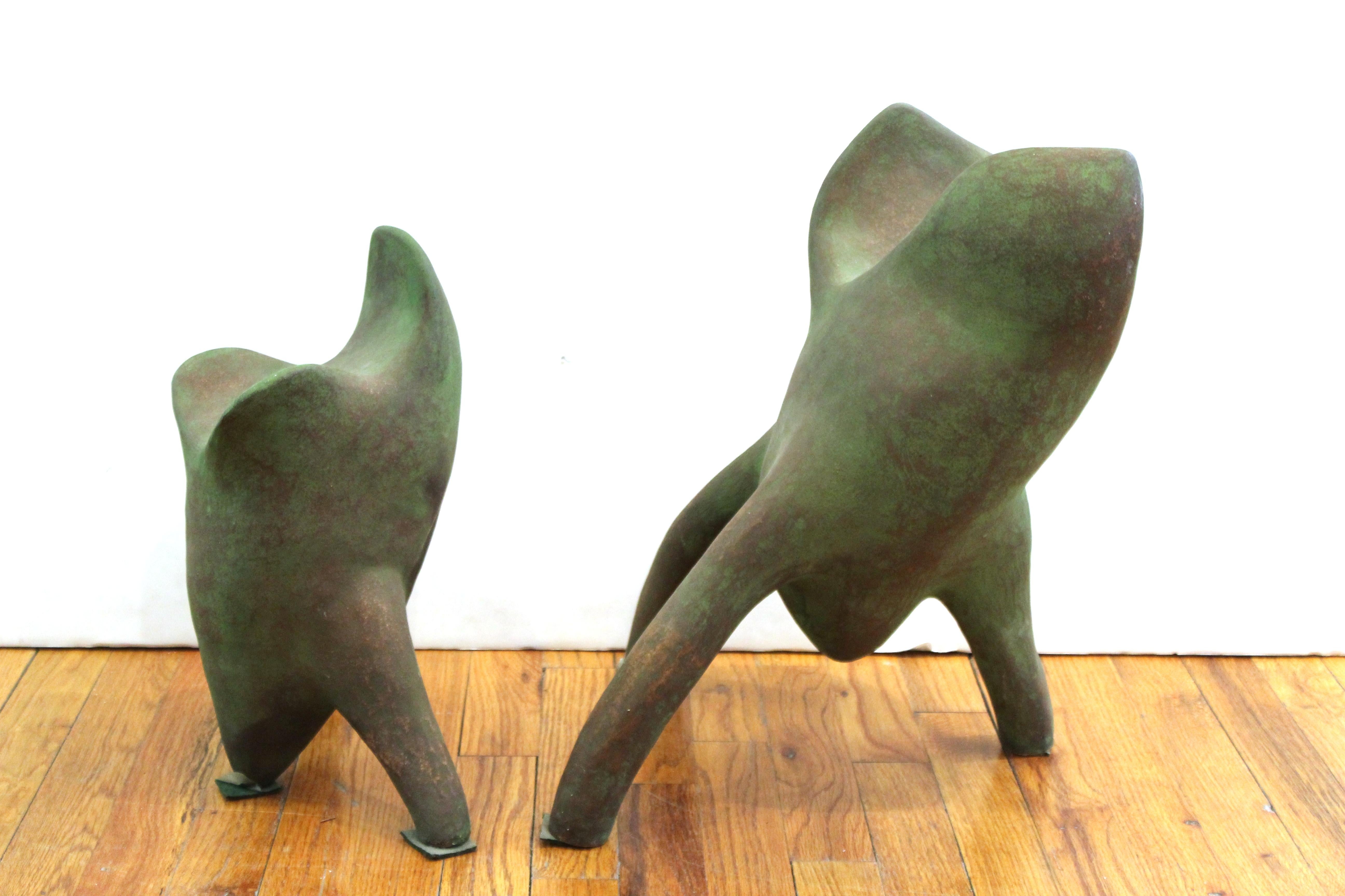 Modern Abstract Art Studio Ceramic Tripod Sculptures 2