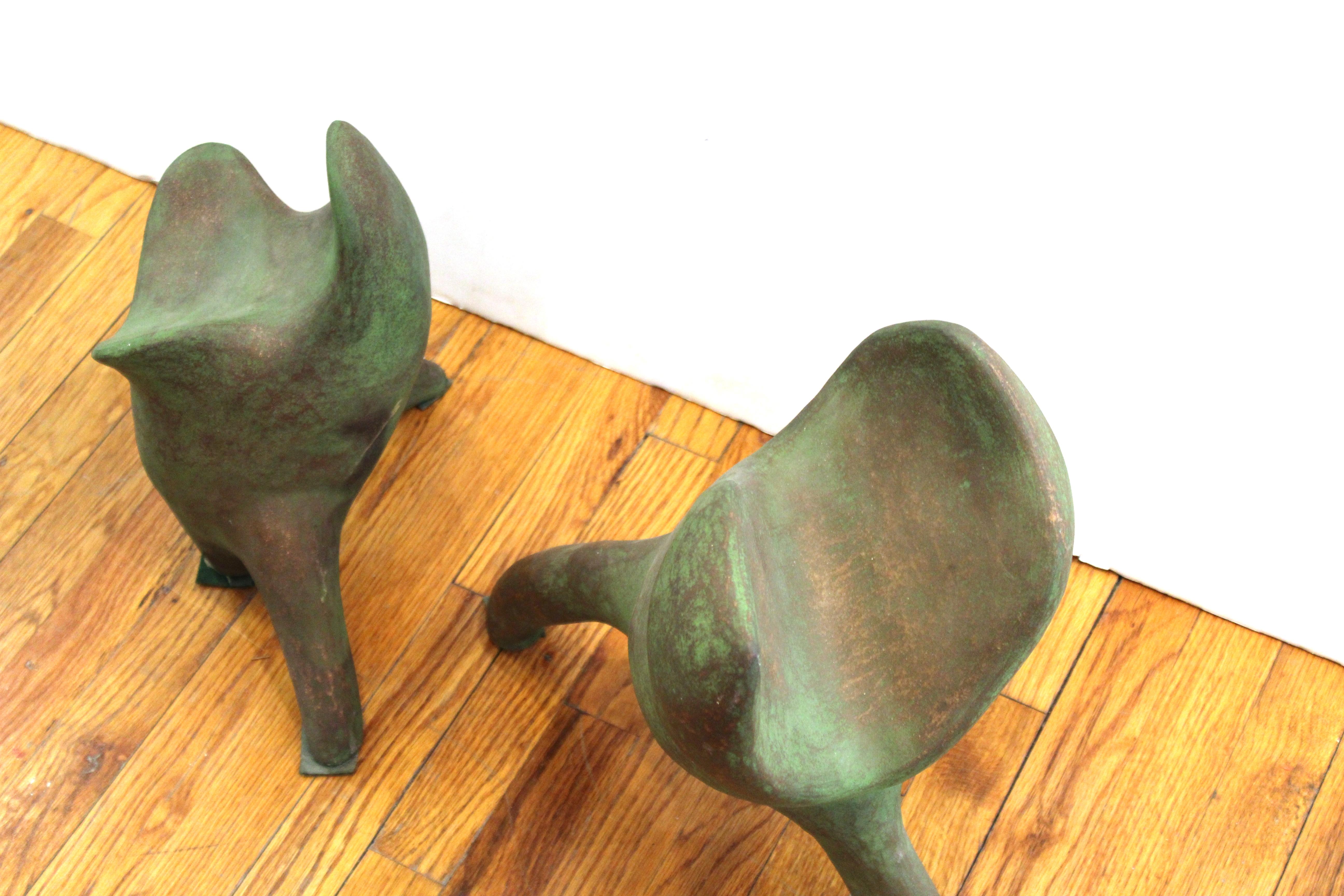 Modern Abstract Art Studio Ceramic Tripod Sculptures 4