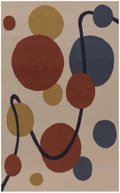 Modern Abstract Beige Hand-Knotted Wool Carpet "Orbit" by Doris Leslie Blau