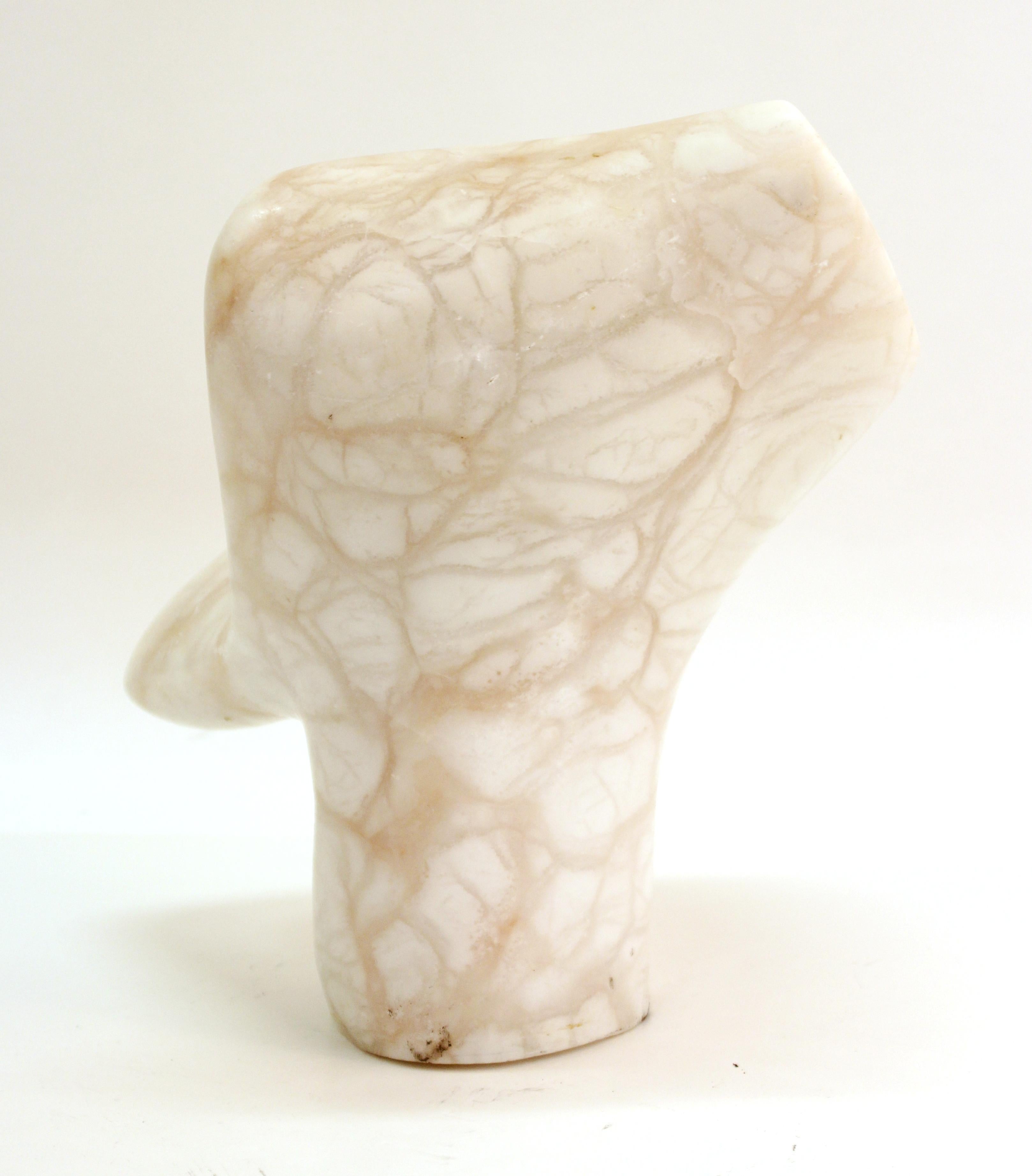 Late 20th Century Modern Abstract Biomorph Sculpture in Carved Off-White Marble
