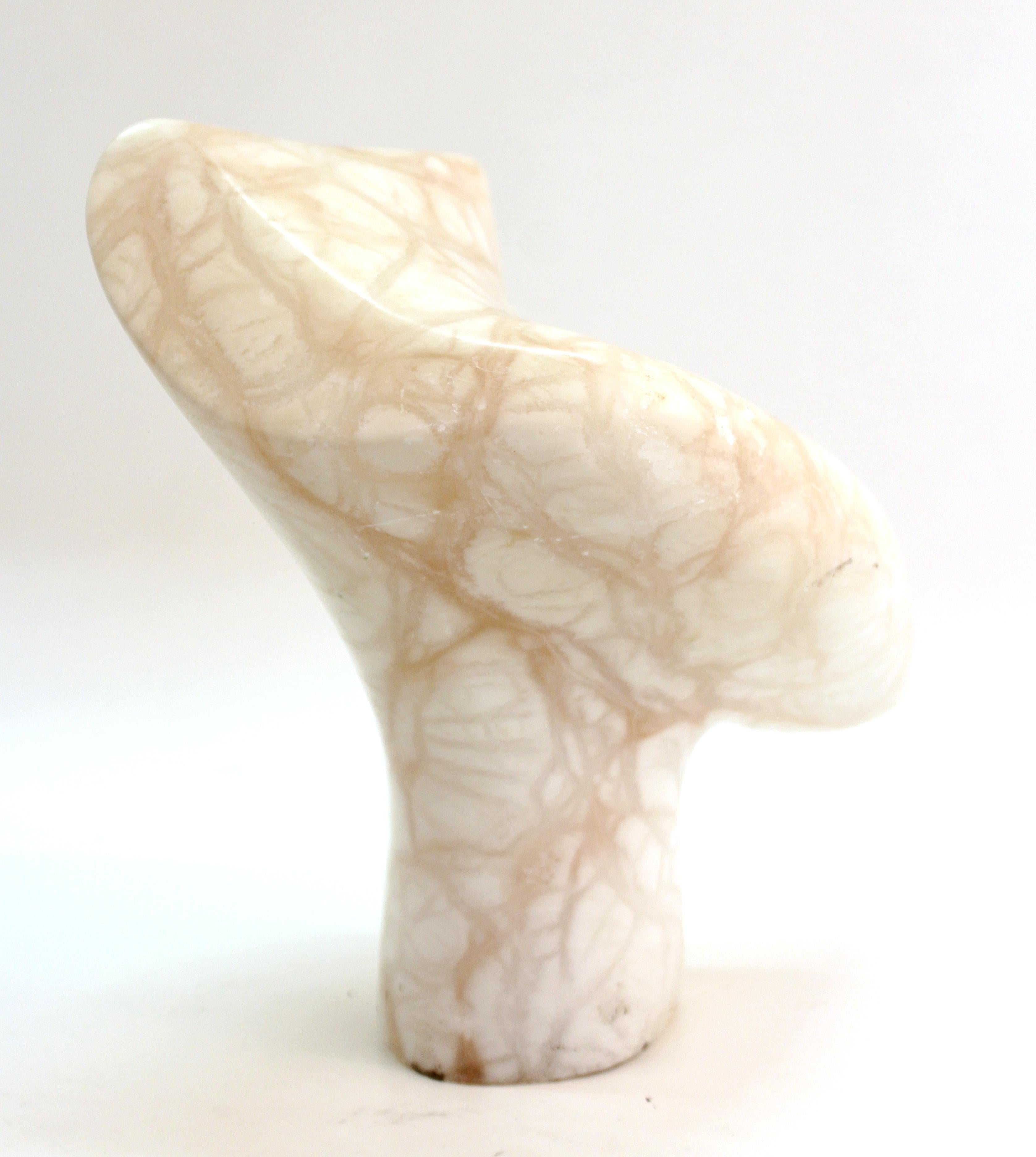 Modern Abstract Biomorph Sculpture in Carved Off-White Marble 1