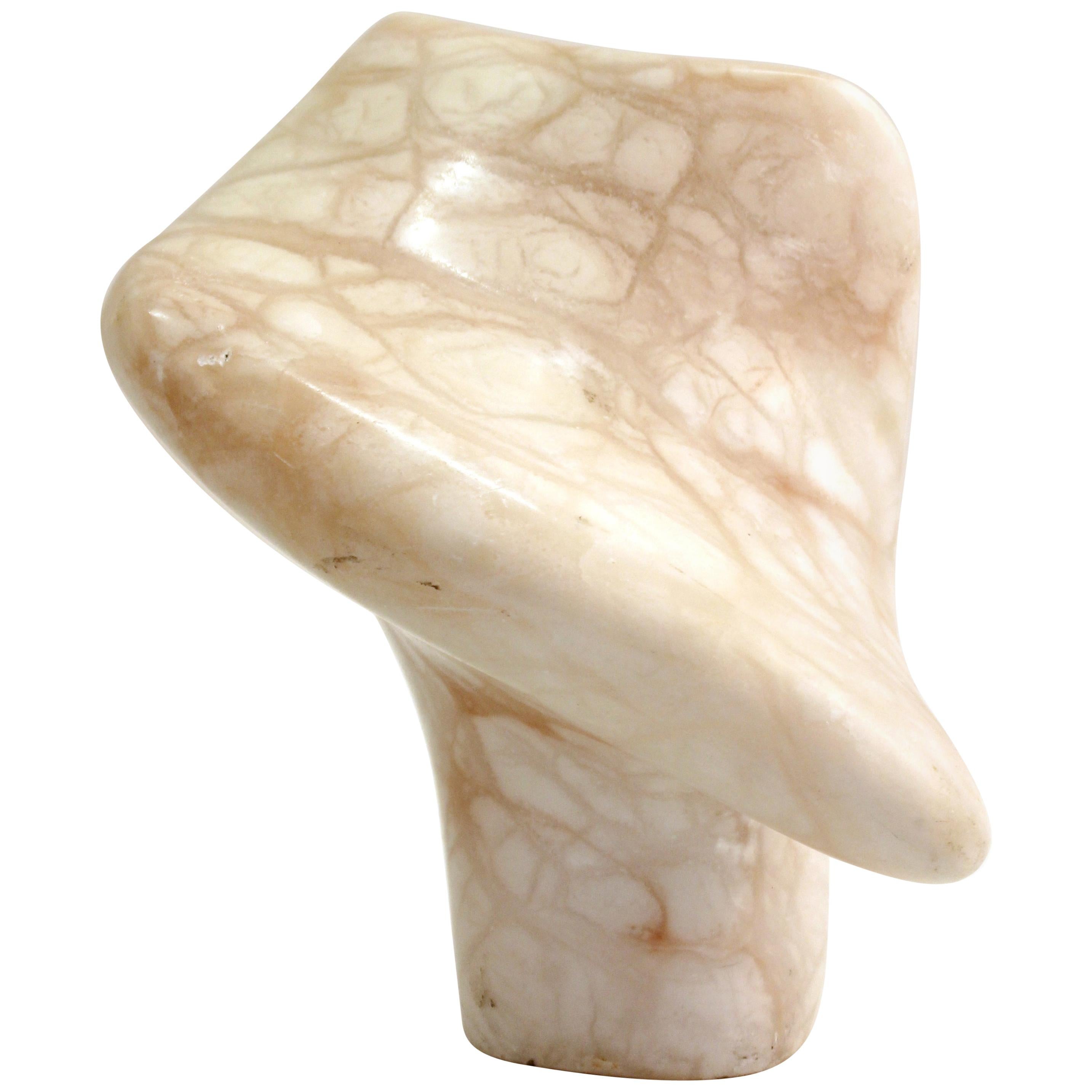Modern Abstract Biomorph Sculpture in Carved Off-White Marble