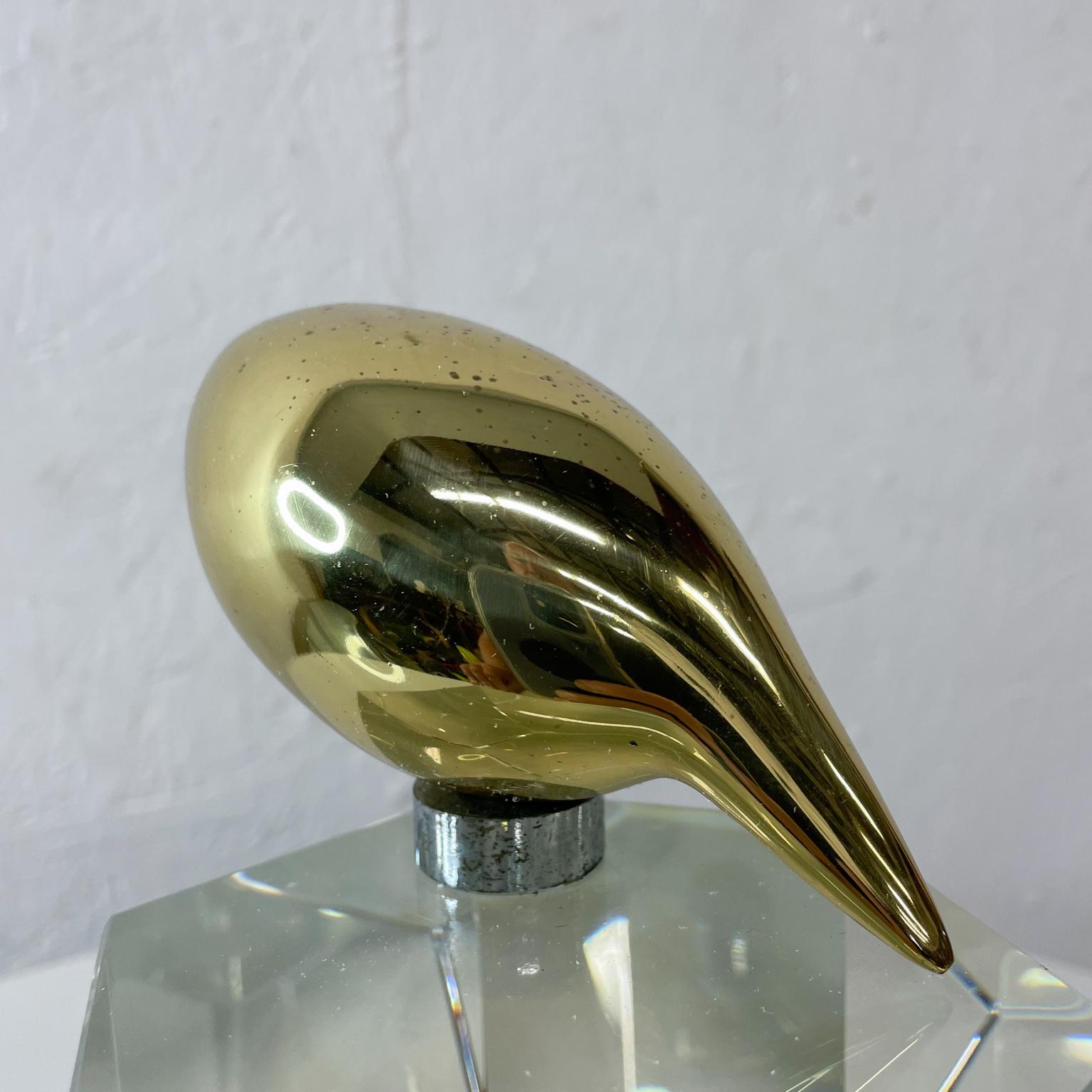 Modern Abstract Bird Sculpture in Bronze on Stunning Crystal Hexagon Base Perch For Sale 4