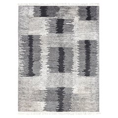 Alfombra moderna abstracta de lana negra y gris 12'5''x16'5'' Circa 2020