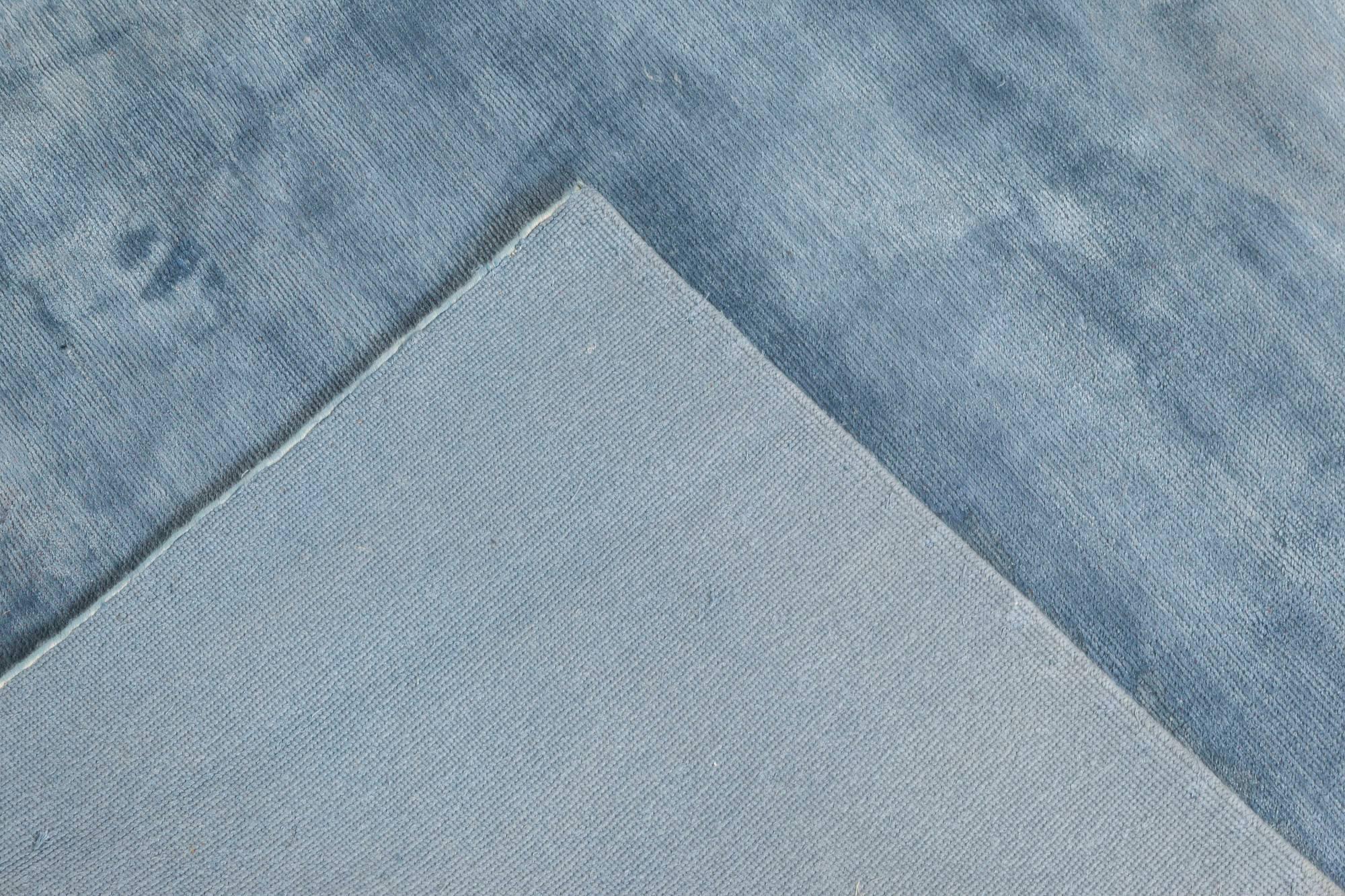 Modern Abstract Blue and Beige Handmade Silk Runner by Doris Leslie Blau For Sale 1