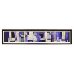 Modernes abstraktes blaues und lila Acryl auf Leinwand, großes Gemälde, signiert Pentkoff