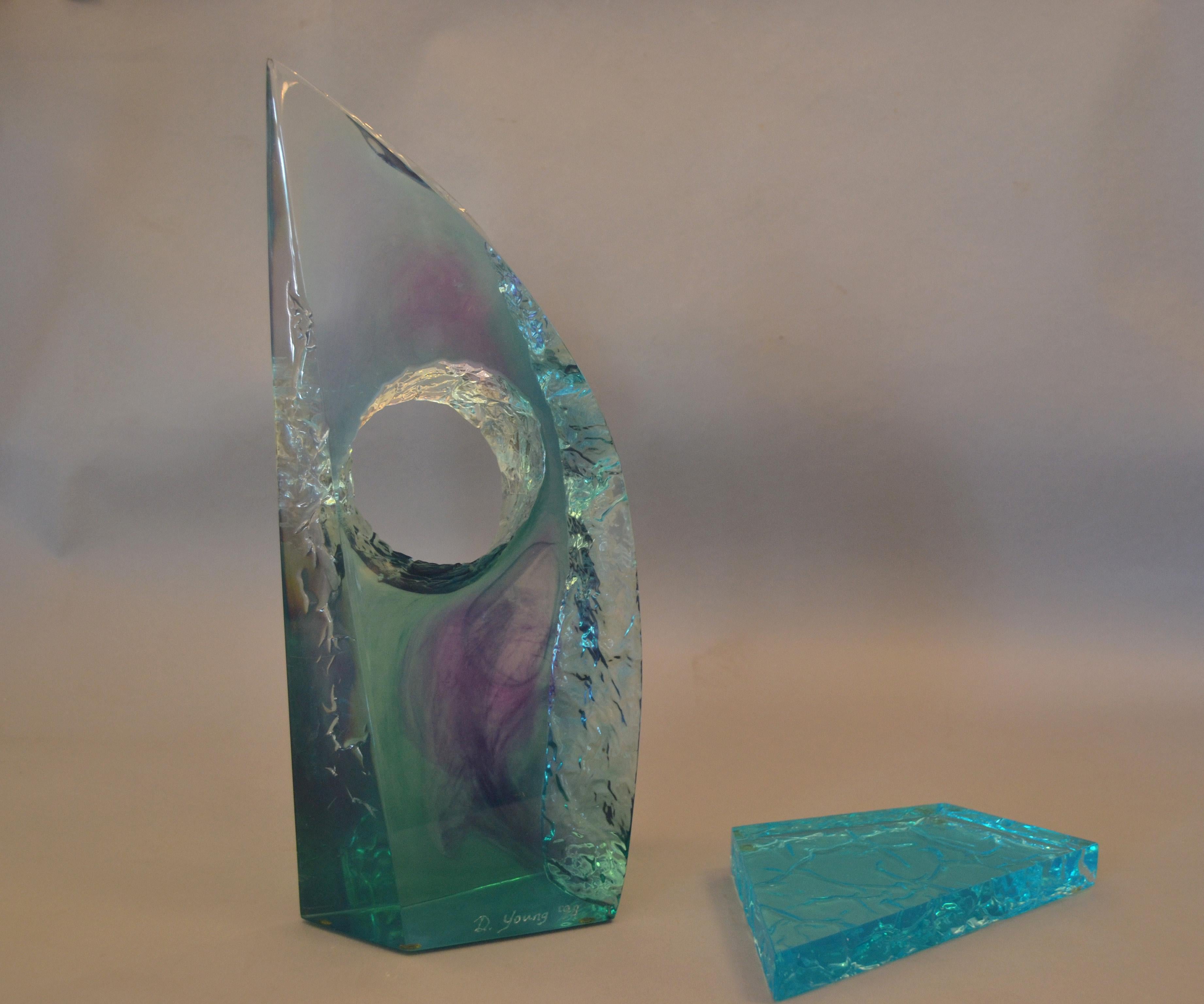 Americano Scultura moderna astratta in acrilico con sfumature blu di Young 1998 in vendita
