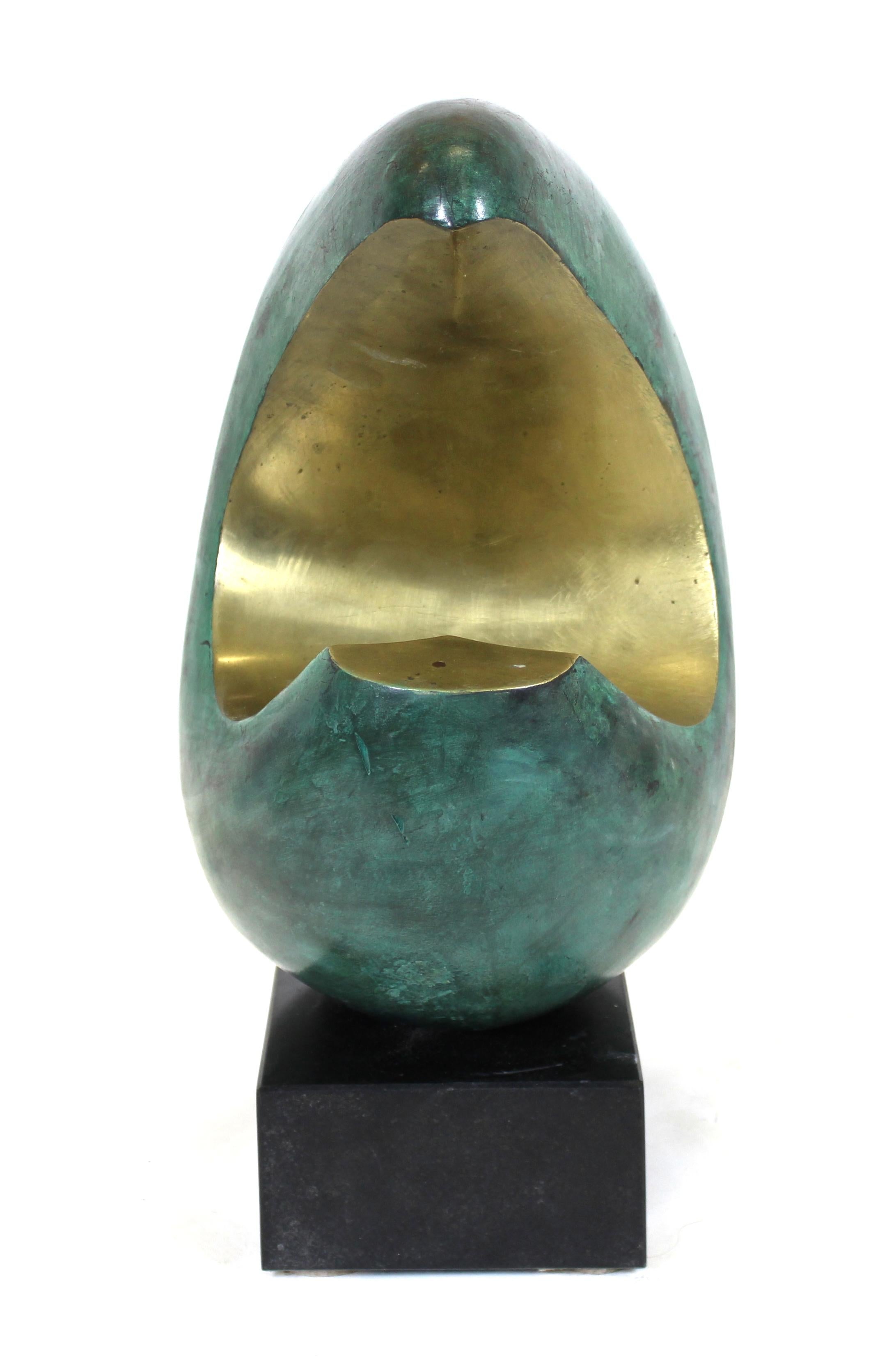 20th Century Modern Abstract Bronze Sculpture on Marble Base