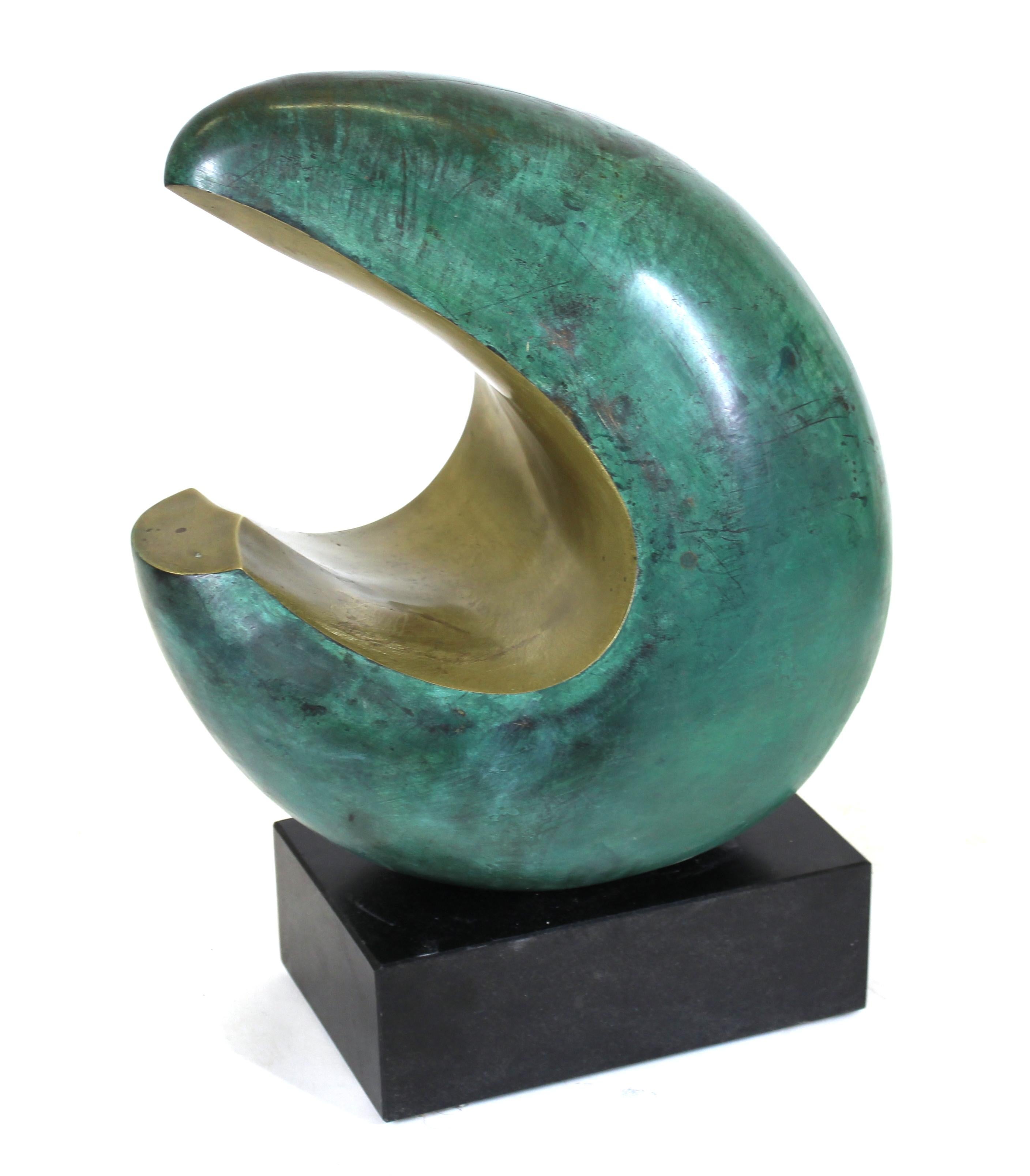 Modern Abstract Bronze Sculpture on Marble Base 1