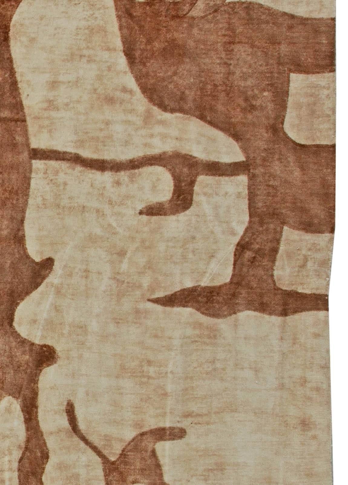 Modern Abstract Organic Wool Rug in Beige and Terracotta Tones by Doris Leslie Blau.
Size: 12'0