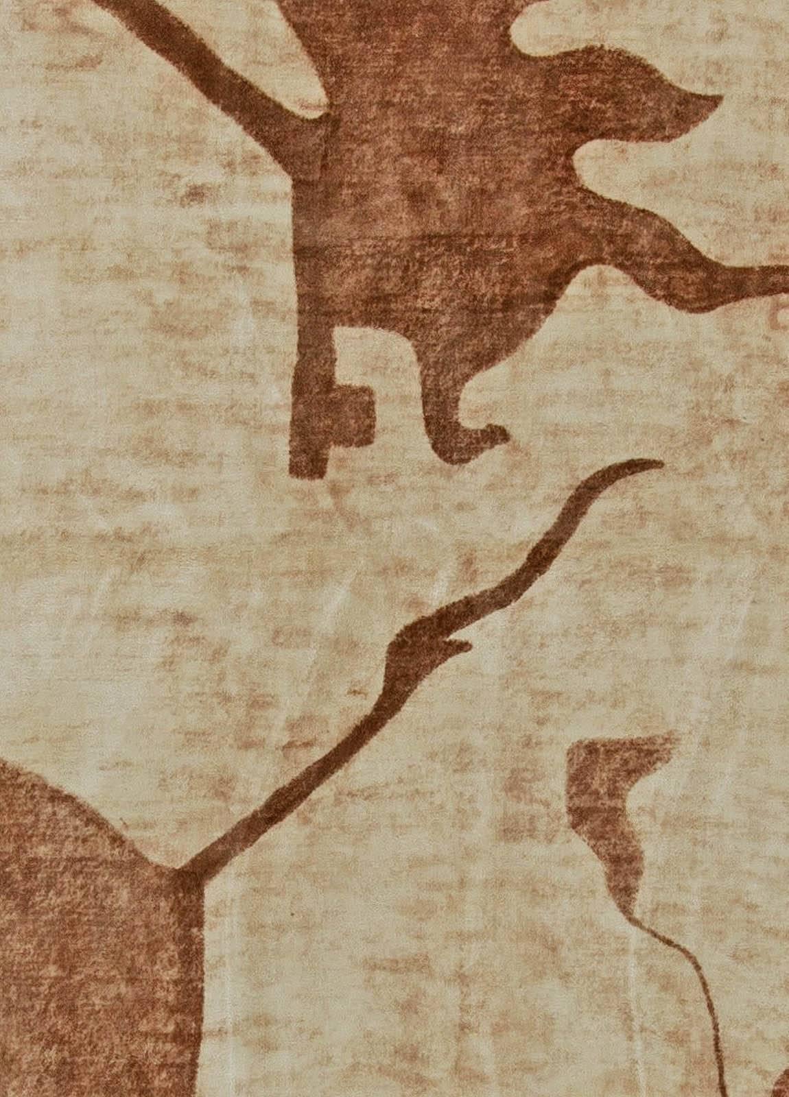 Indian Modern Abstract Organic Wool Rug in Beige & Terracotta by Doris Leslie Blau For Sale