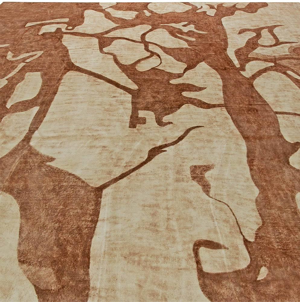 Modern Abstract Organic Wool Rug in Beige & Terracotta by Doris Leslie Blau In New Condition For Sale In New York, NY