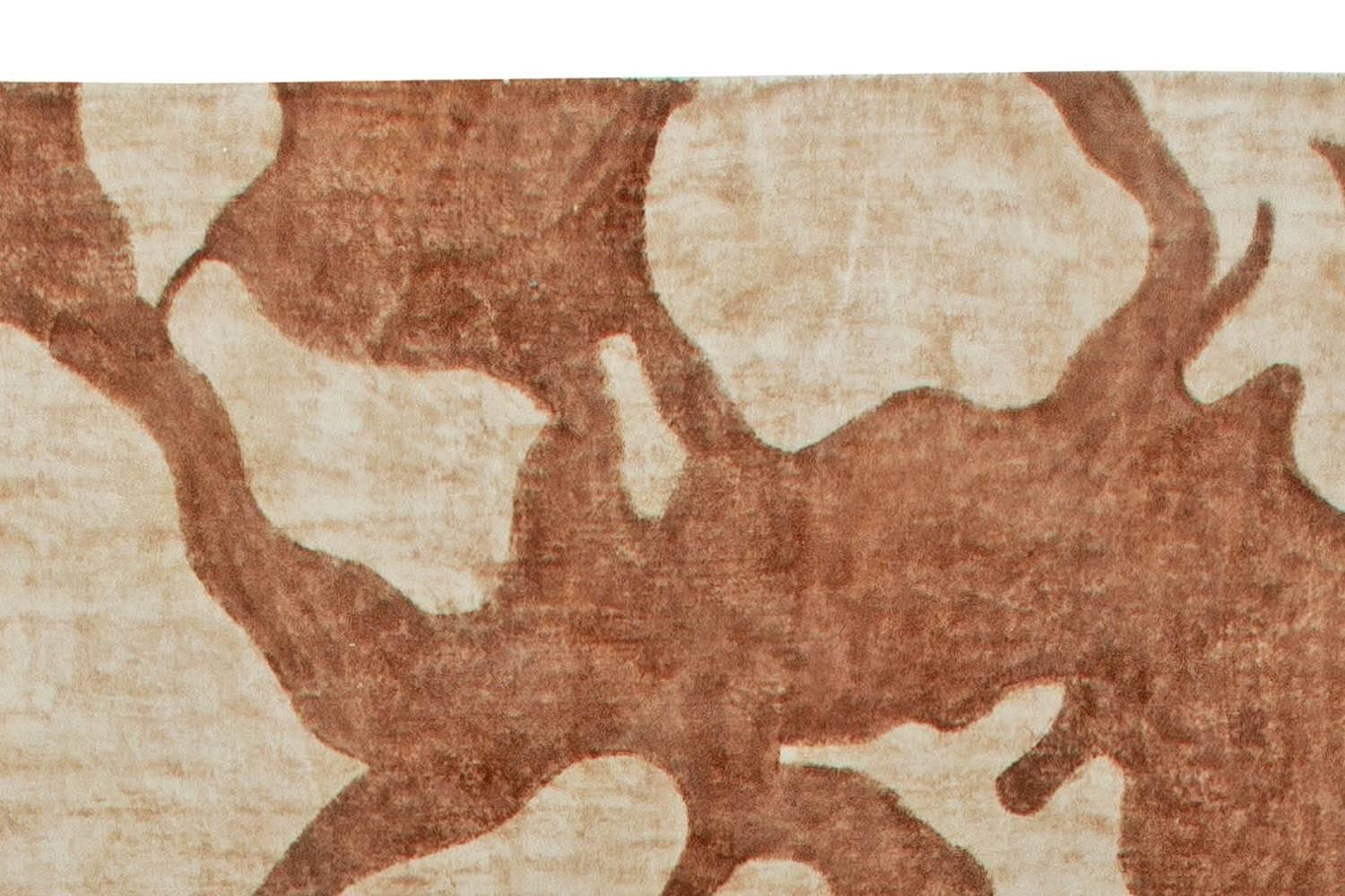 Contemporary Modern Abstract Organic Wool Rug in Beige & Terracotta by Doris Leslie Blau For Sale