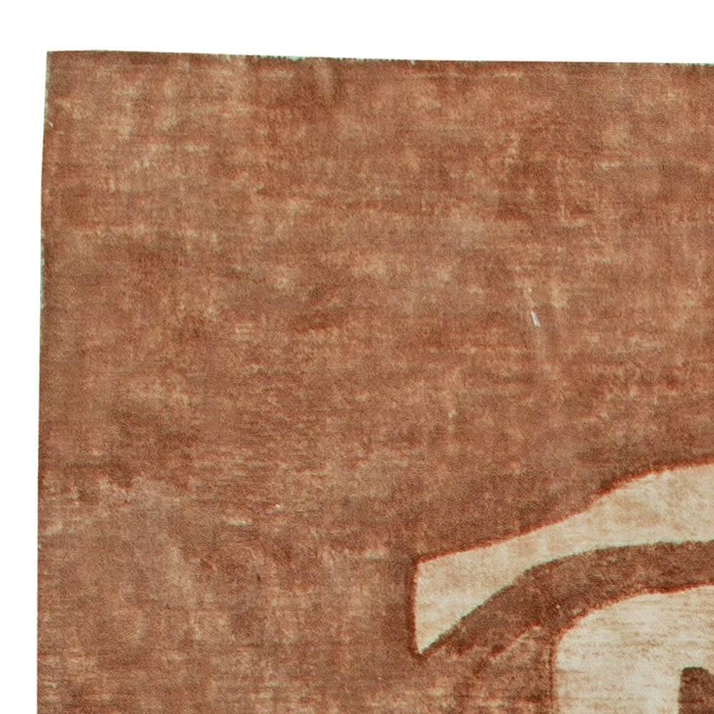 Modern Abstract Organic Wool Rug in Beige & Terracotta by Doris Leslie Blau For Sale 1