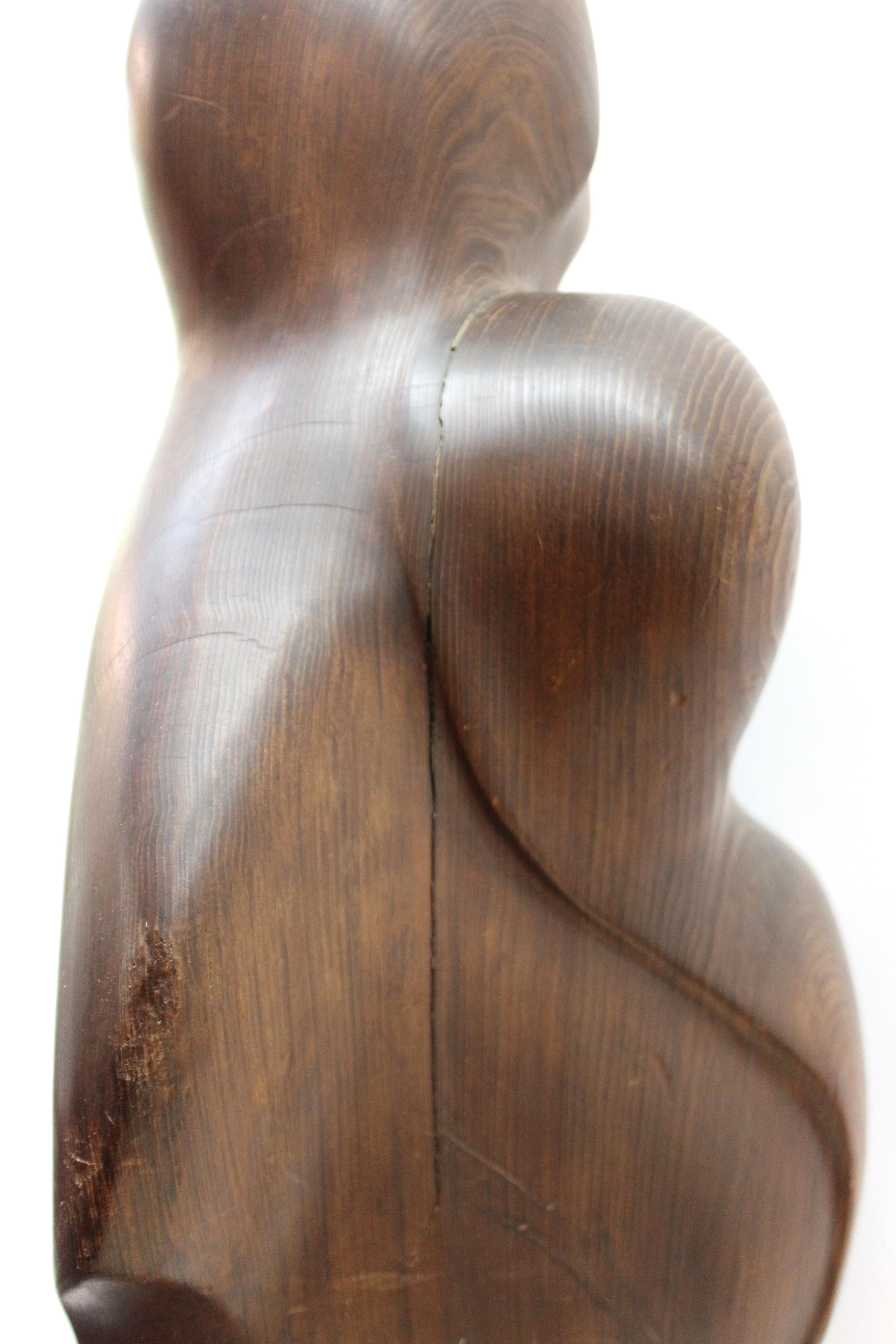Modern Abstract Carved Wood Sculpture of a Couple, Signed Haworth 5