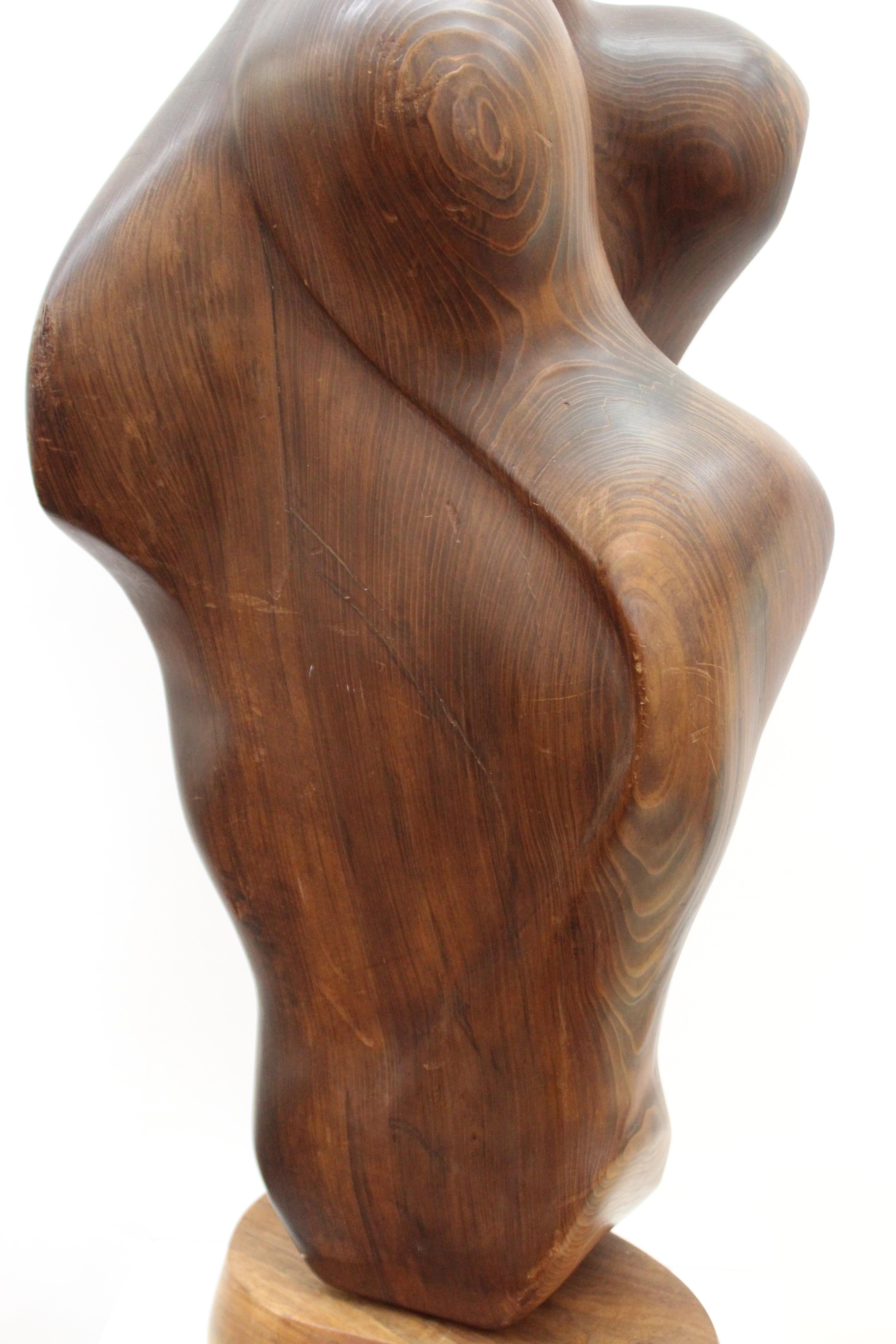 Modern Abstract Carved Wood Sculpture of a Couple, Signed Haworth 8