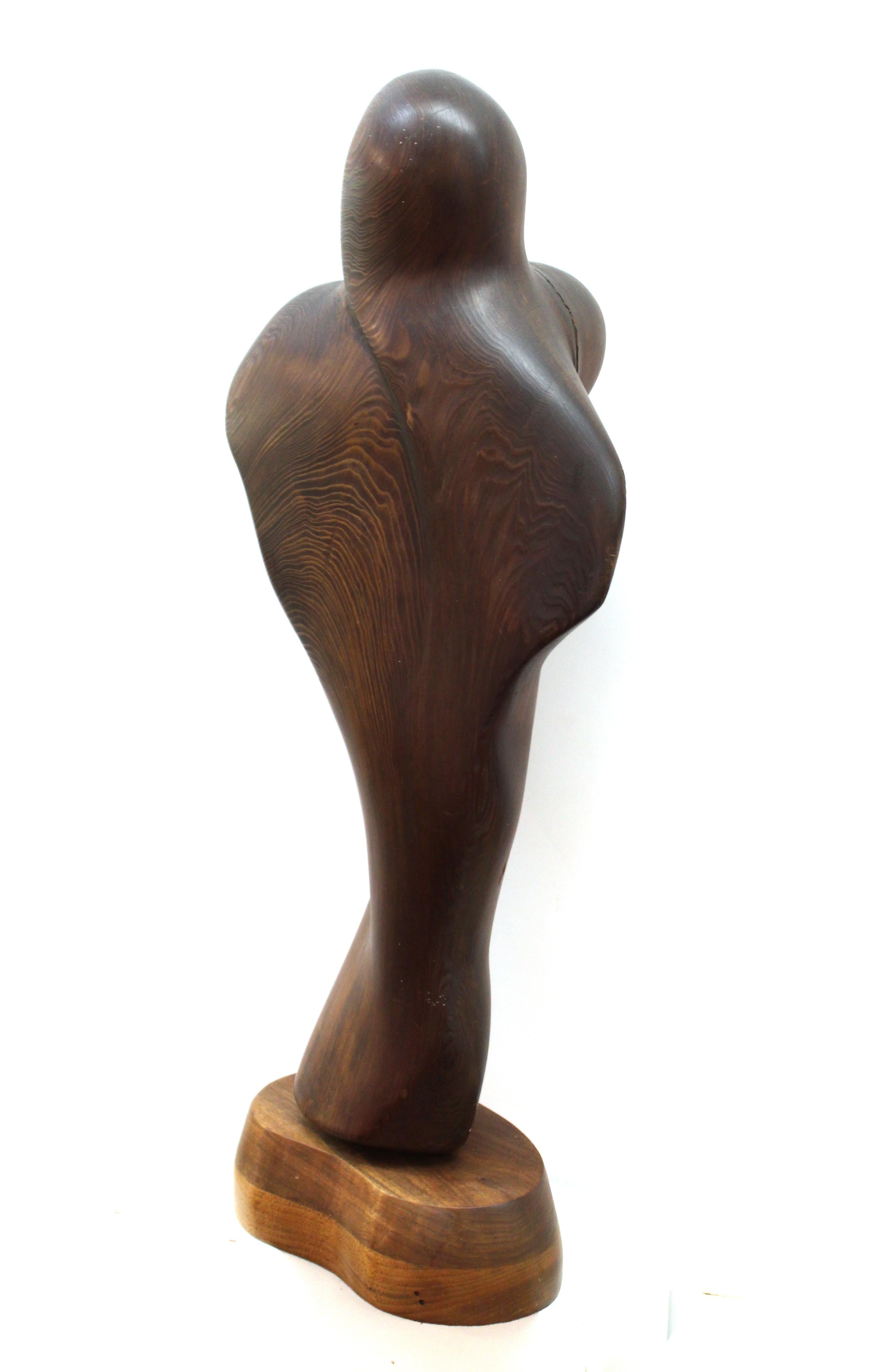 Modern Abstract Carved Wood Sculpture of a Couple, Signed Haworth In Good Condition In New York, NY