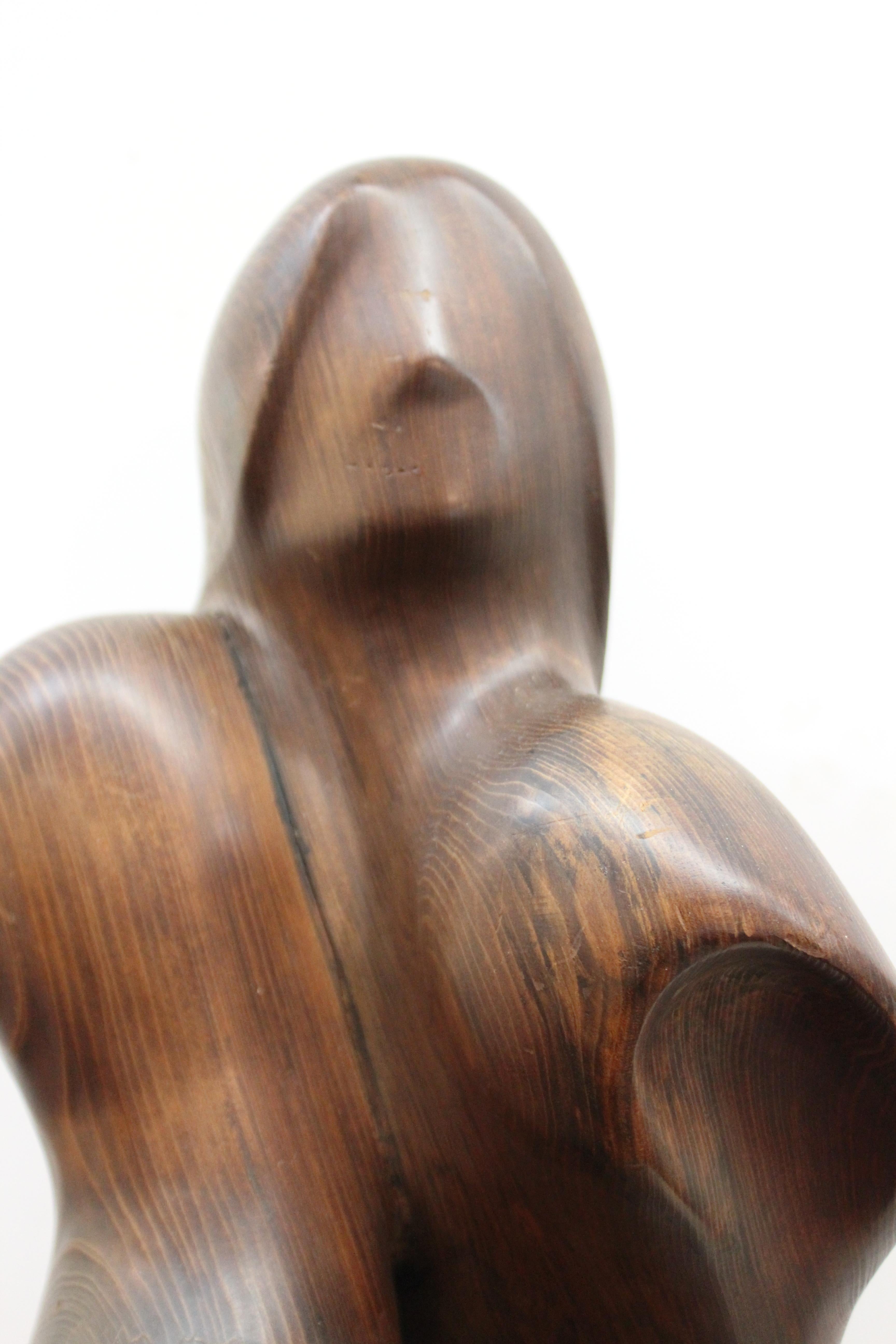 Modern Abstract Carved Wood Sculpture of a Couple, Signed Haworth 3