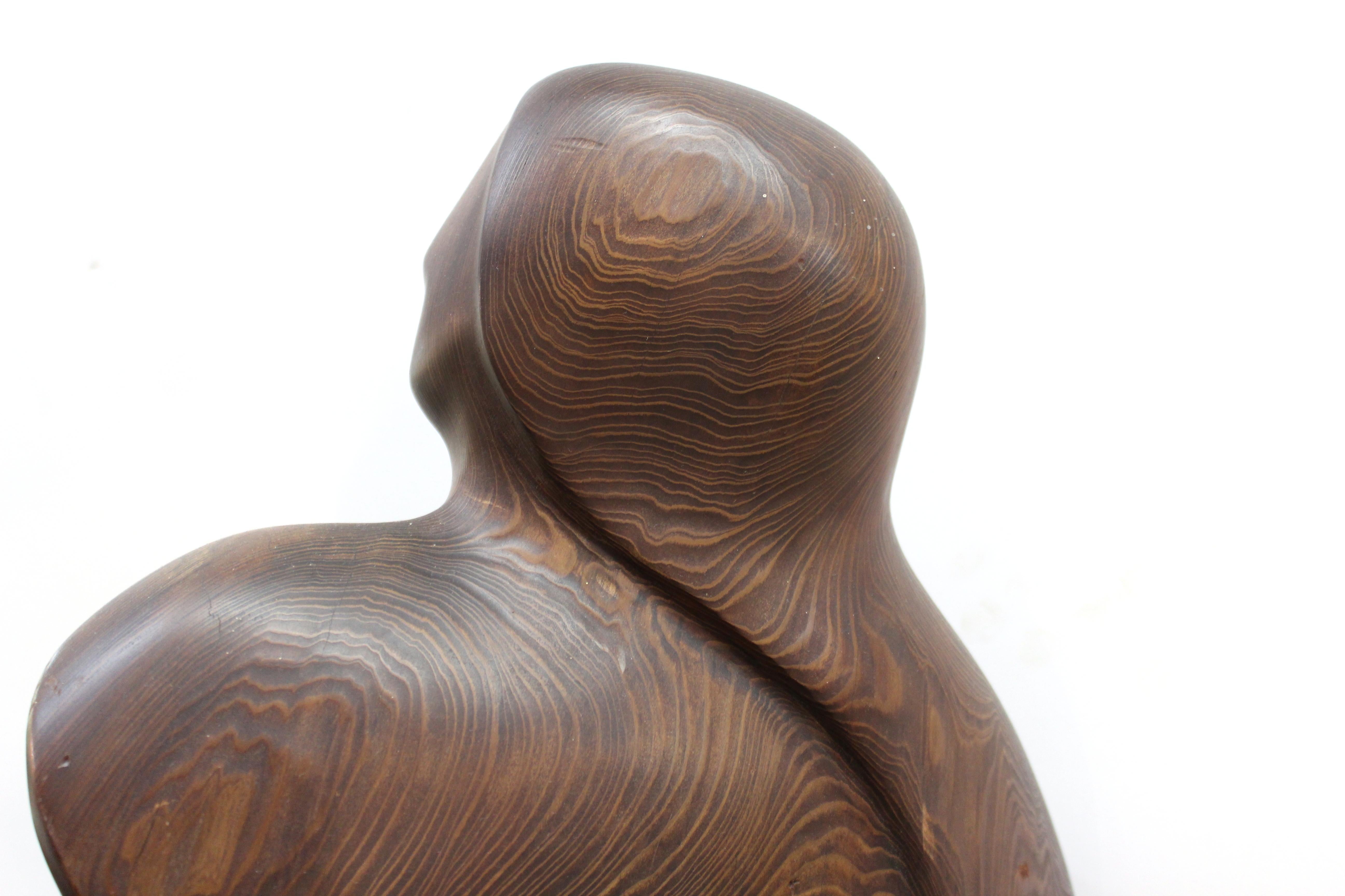 Modern Abstract Carved Wood Sculpture of a Couple, Signed Haworth 4
