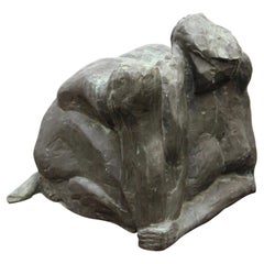 Modern Abstract Cast Bronze Female Sculpture