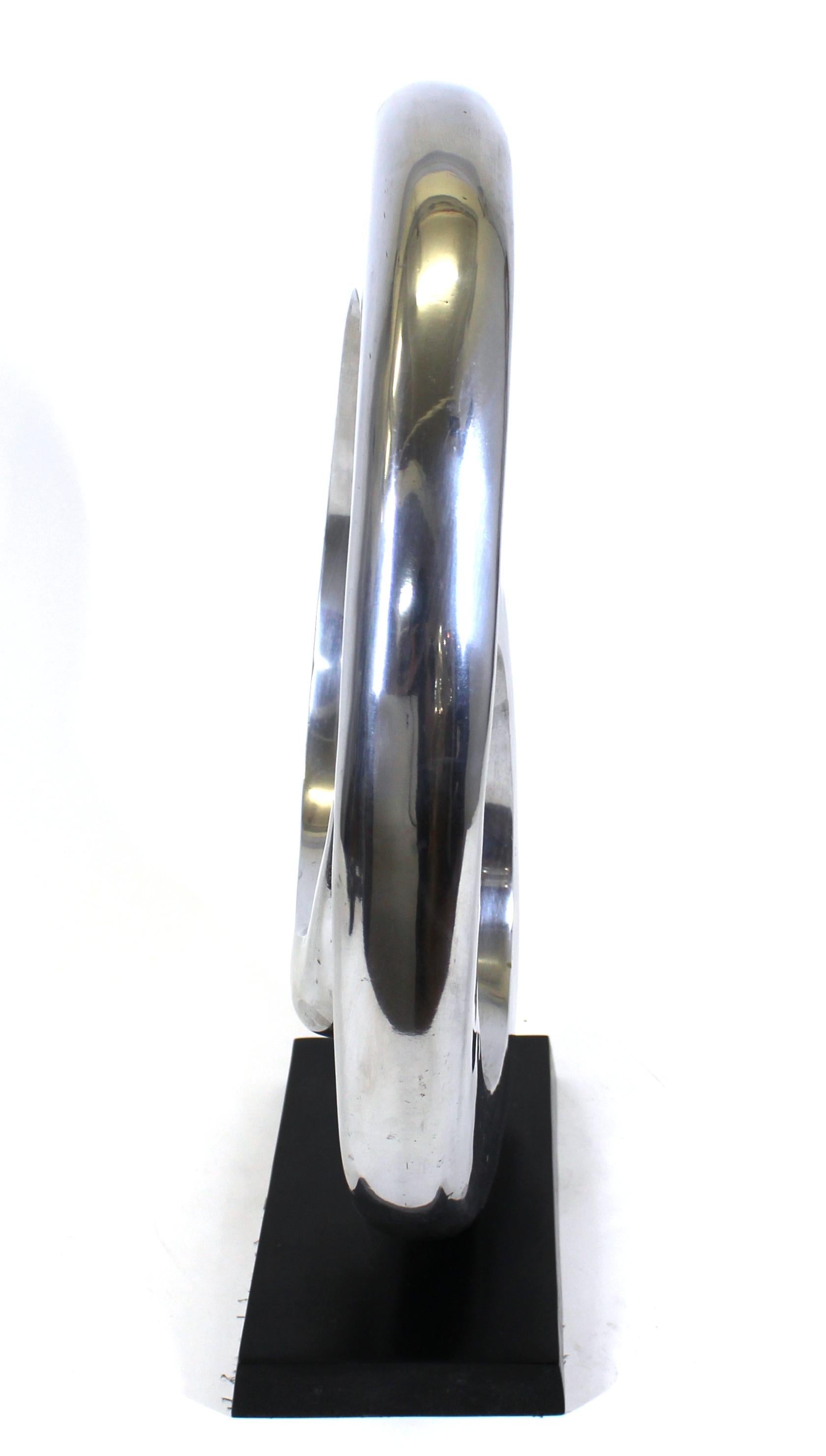 North American Modern Abstract Chrome Ribbon Sculpture