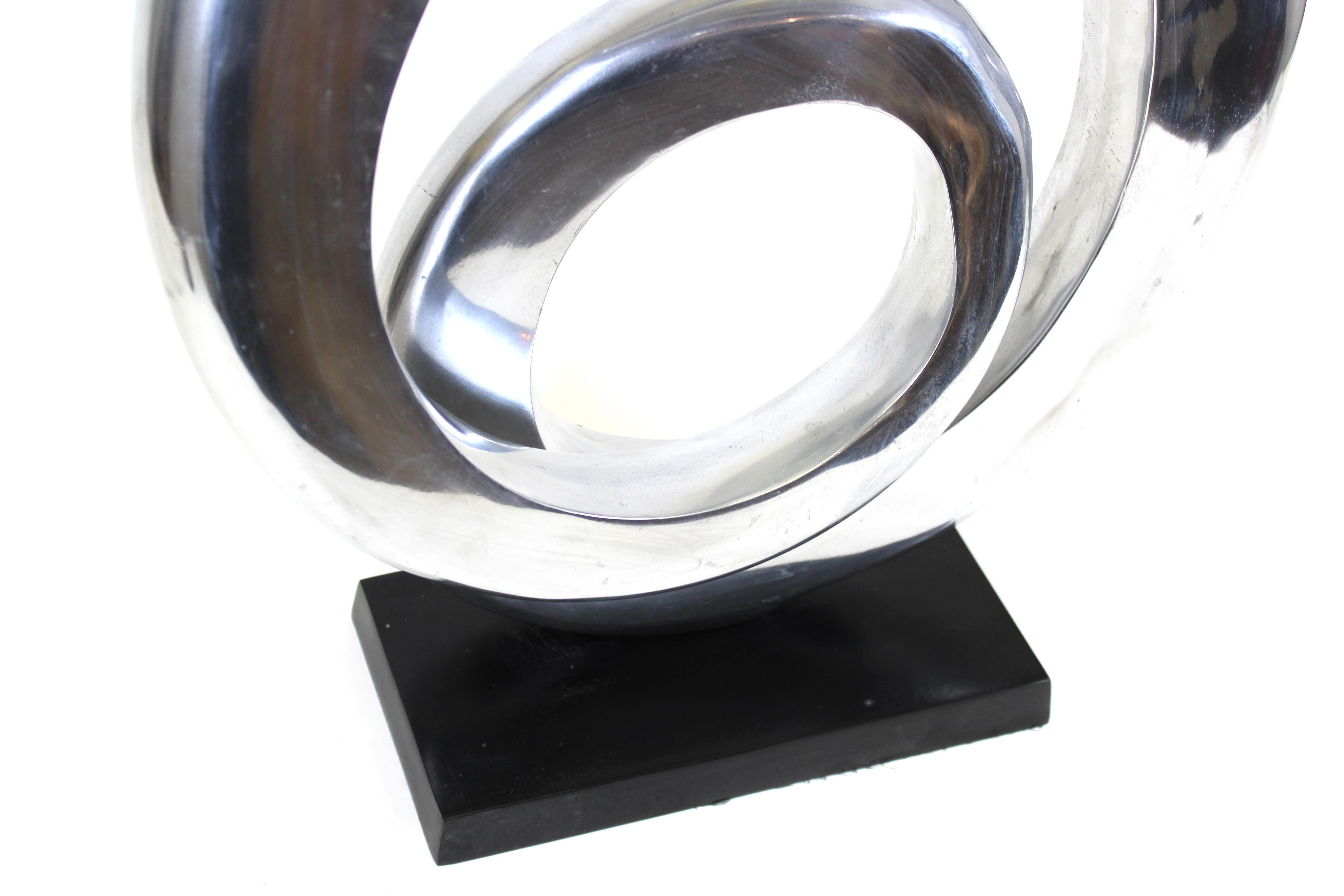 20th Century Modern Abstract Chrome Ribbon Sculpture
