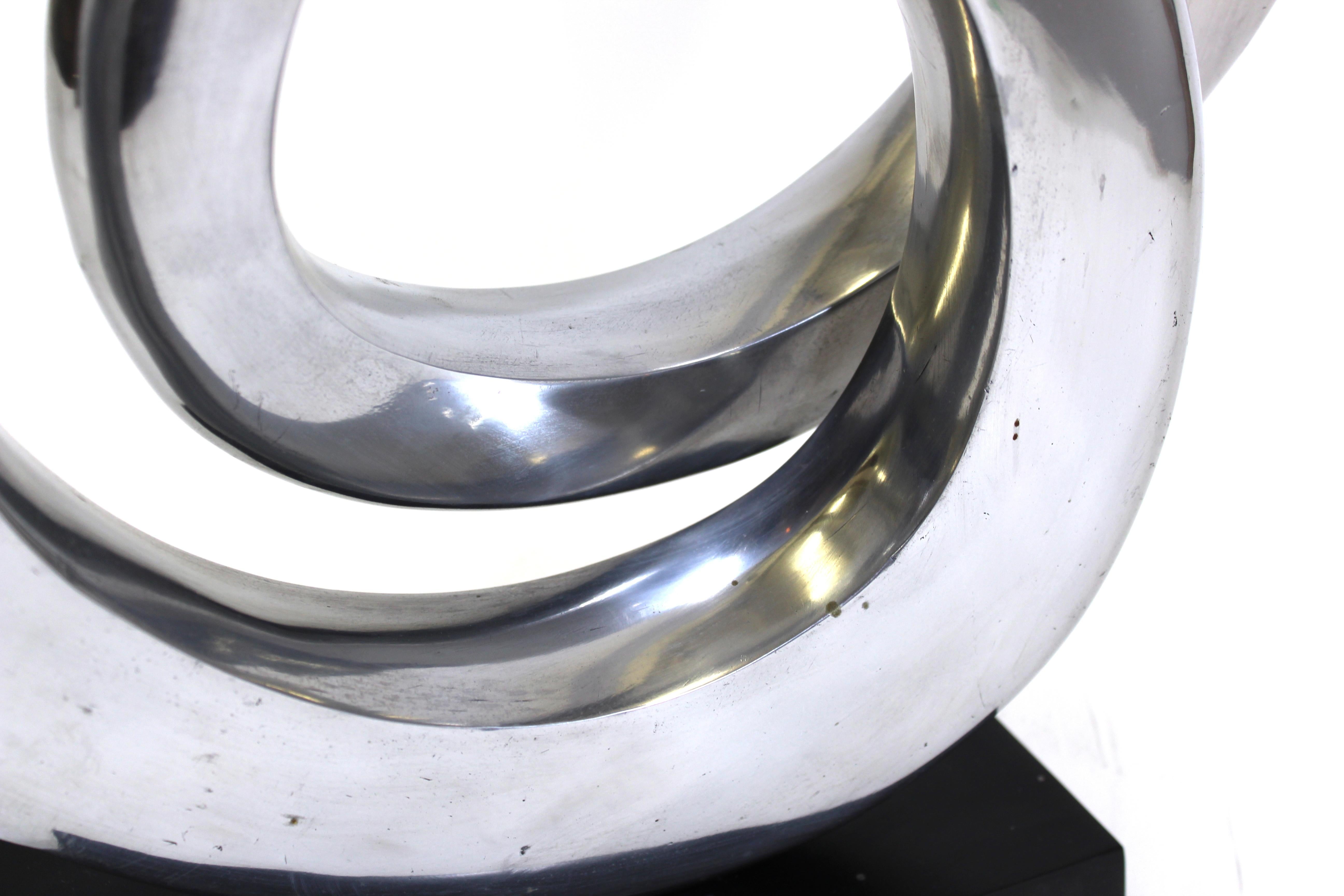 Modern Abstract Chrome Ribbon Sculpture 1