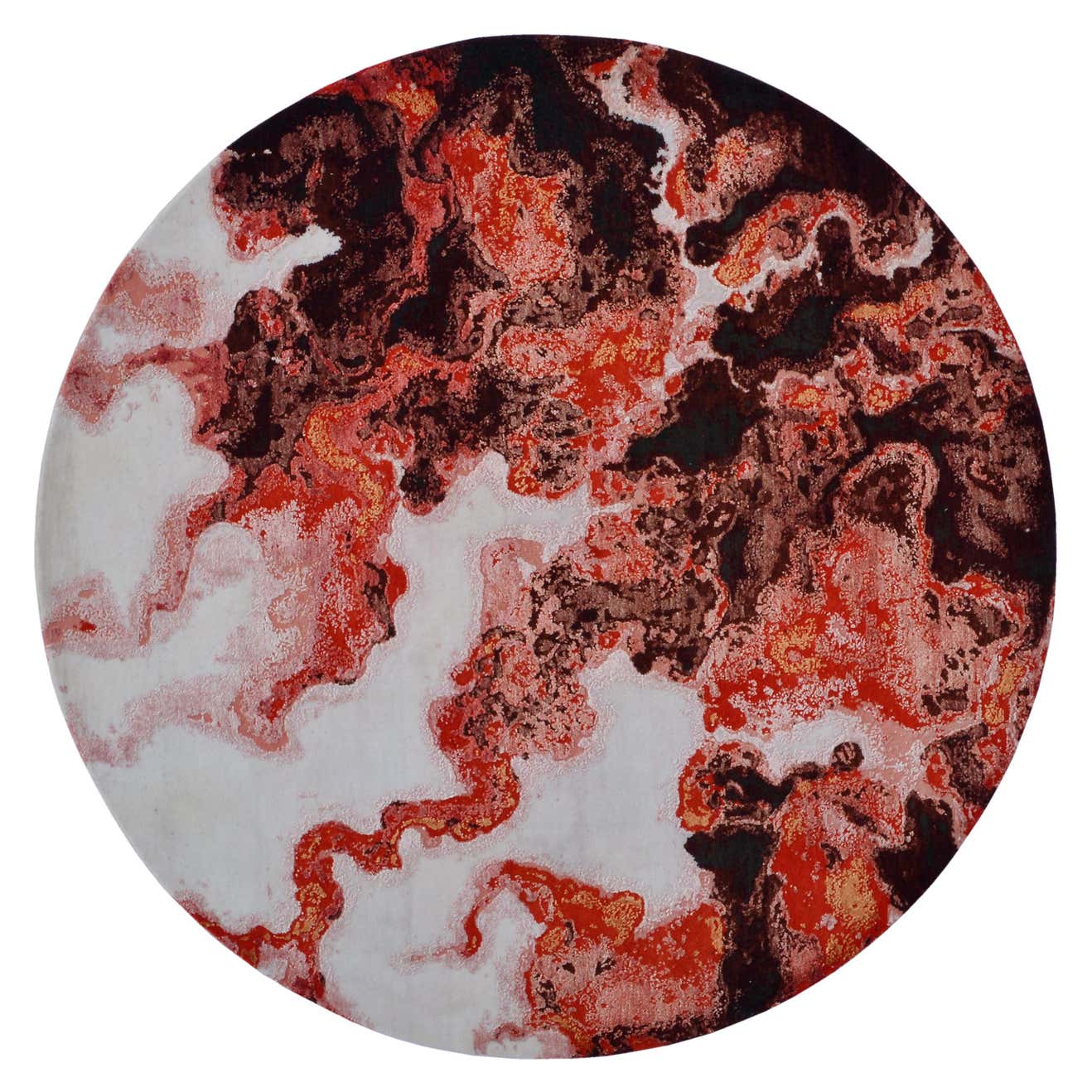 Modern Abstract Circle Rug in Red and White All-Over Pattern by Rug and ...