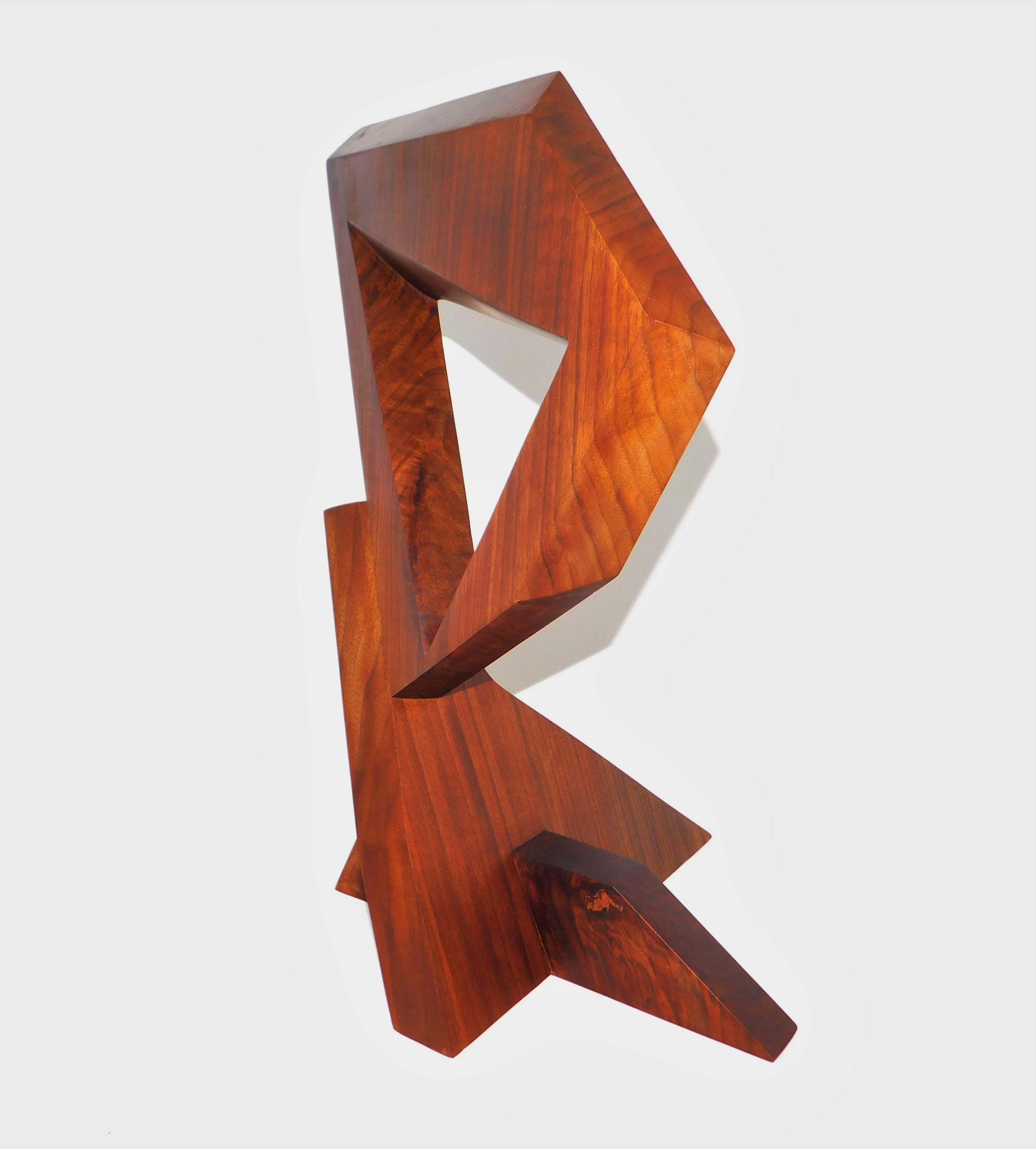 Modern Abstract Constructivist Walnut Wood Sculpture Signed Czeslaw Budny  For Sale 2