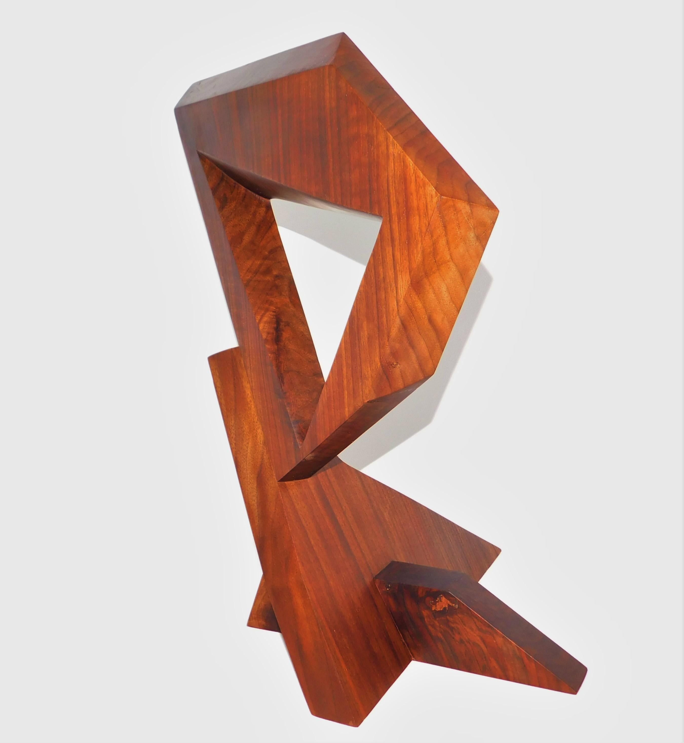 Mid-Century Modern Modern Abstract Constructivist Walnut Wood Sculpture Signed Czeslaw Budny  For Sale