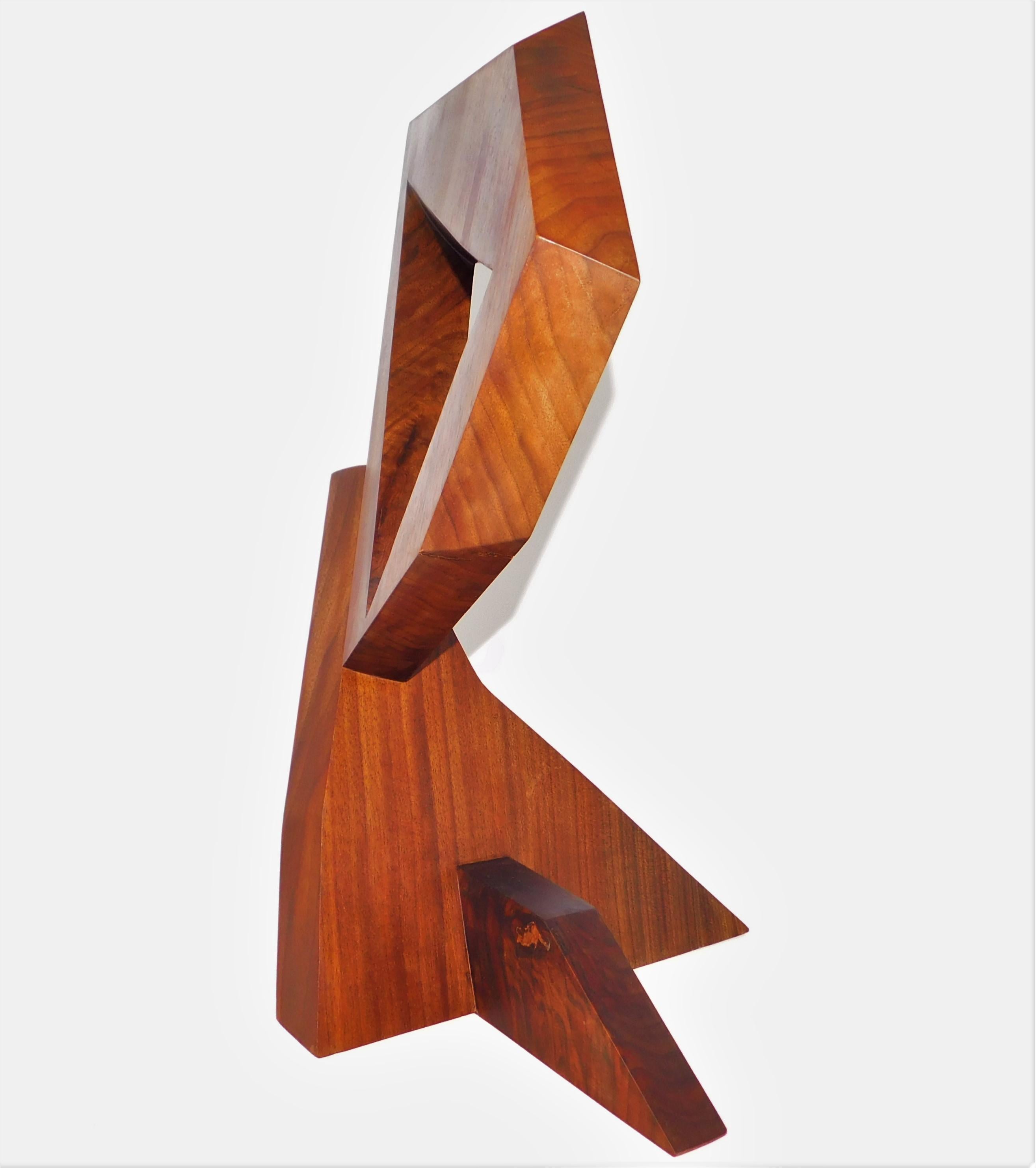 Canadian Modern Abstract Constructivist Walnut Wood Sculpture Signed Czeslaw Budny  For Sale