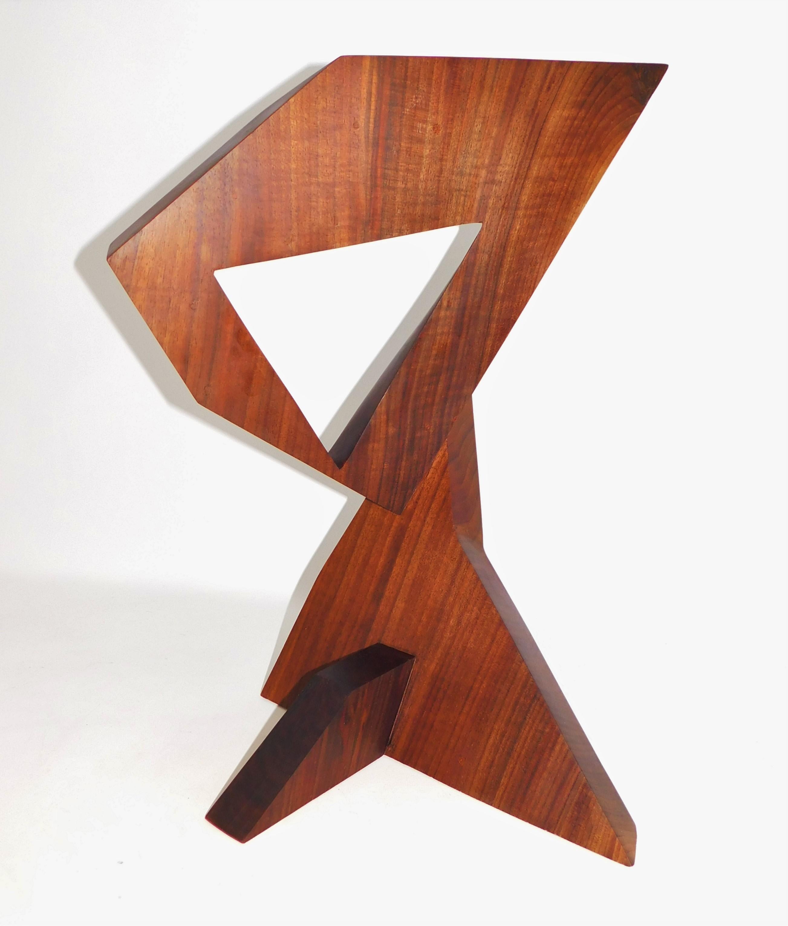 Hand-Crafted Modern Abstract Constructivist Walnut Wood Sculpture Signed Czeslaw Budny  For Sale