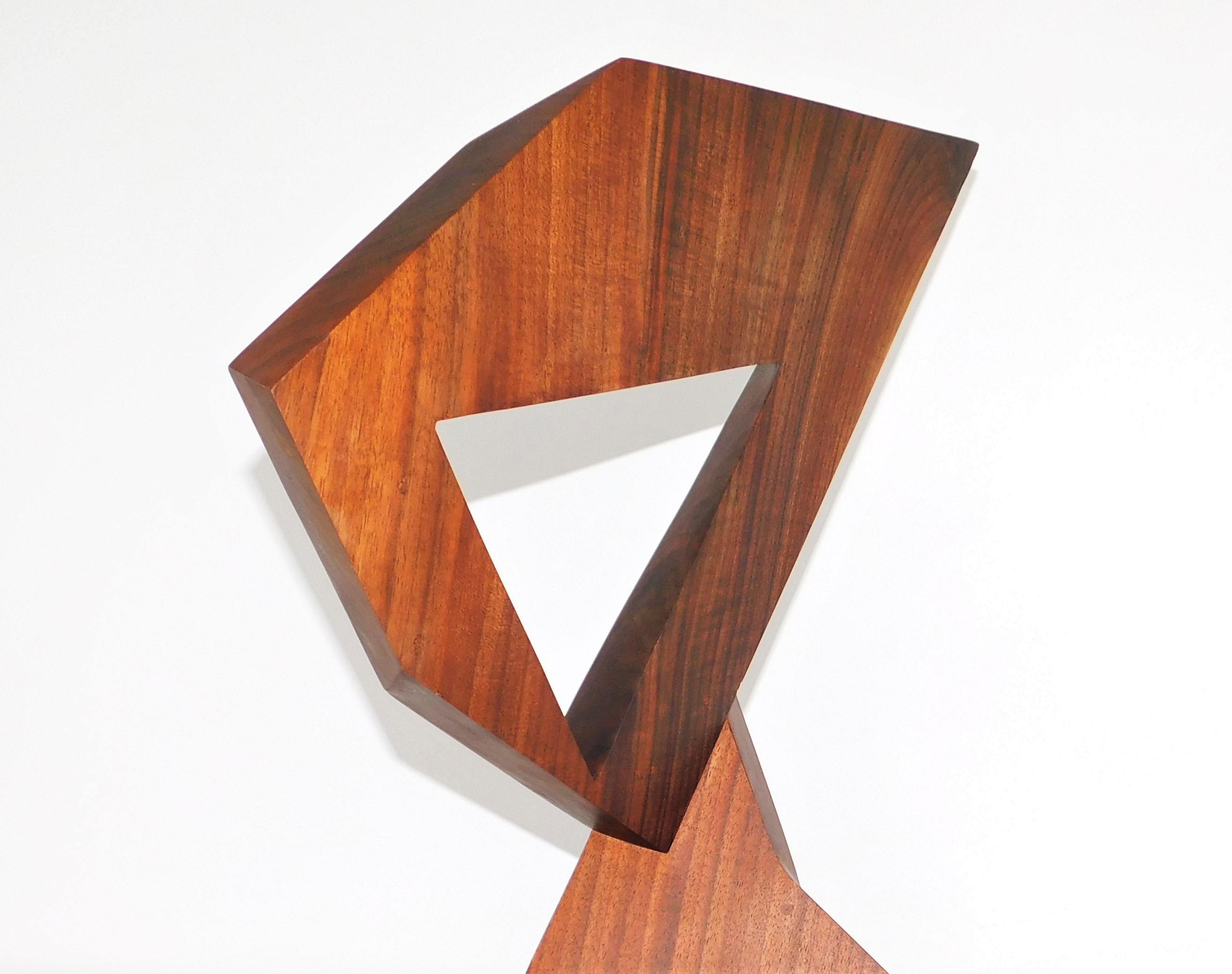 Modern Abstract Constructivist Walnut Wood Sculpture Signed Czeslaw Budny  For Sale 1