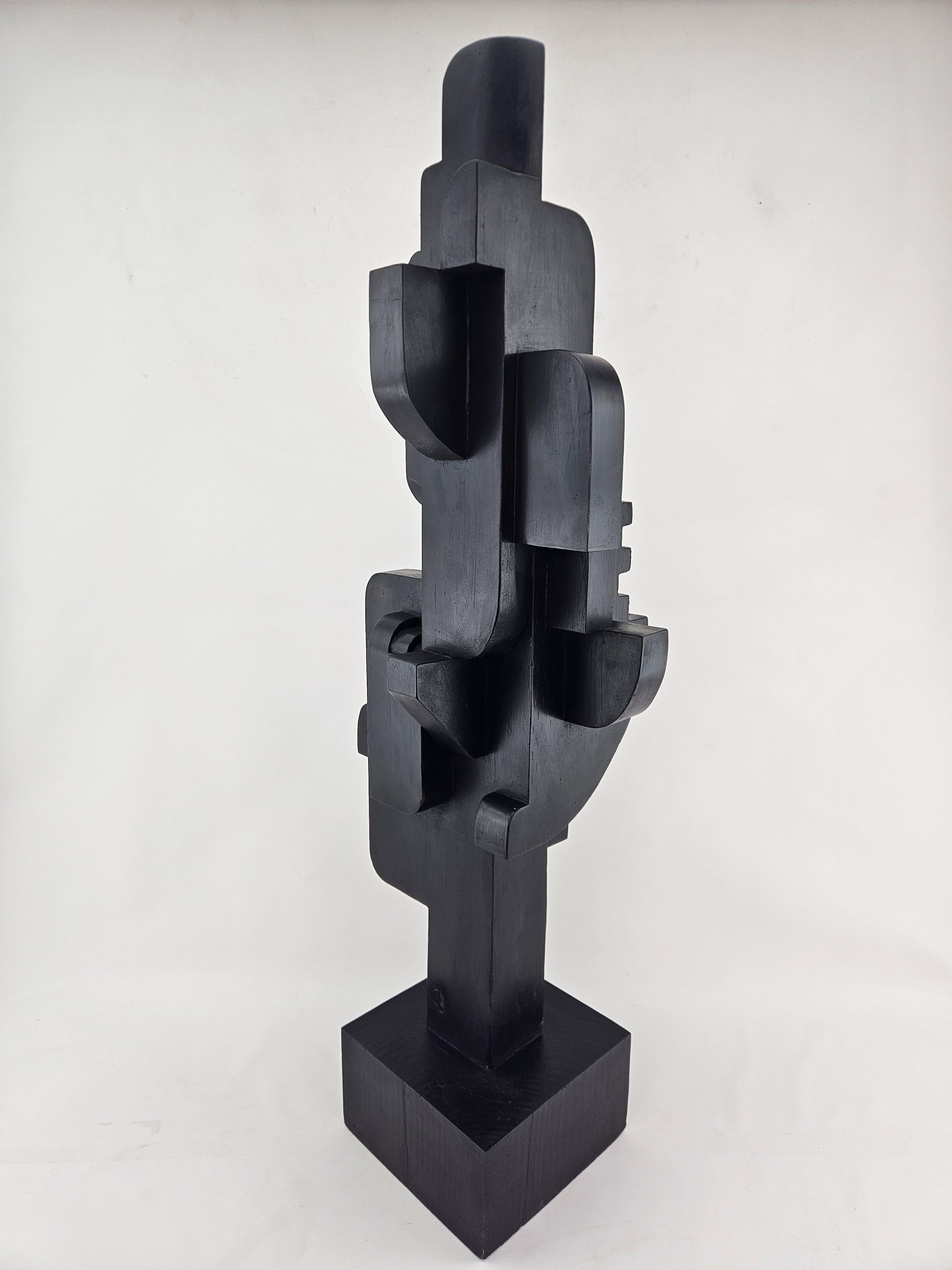 Modern Abstract Constructivist Wood Sculpture Signed Czeslaw Budny For Sale 3