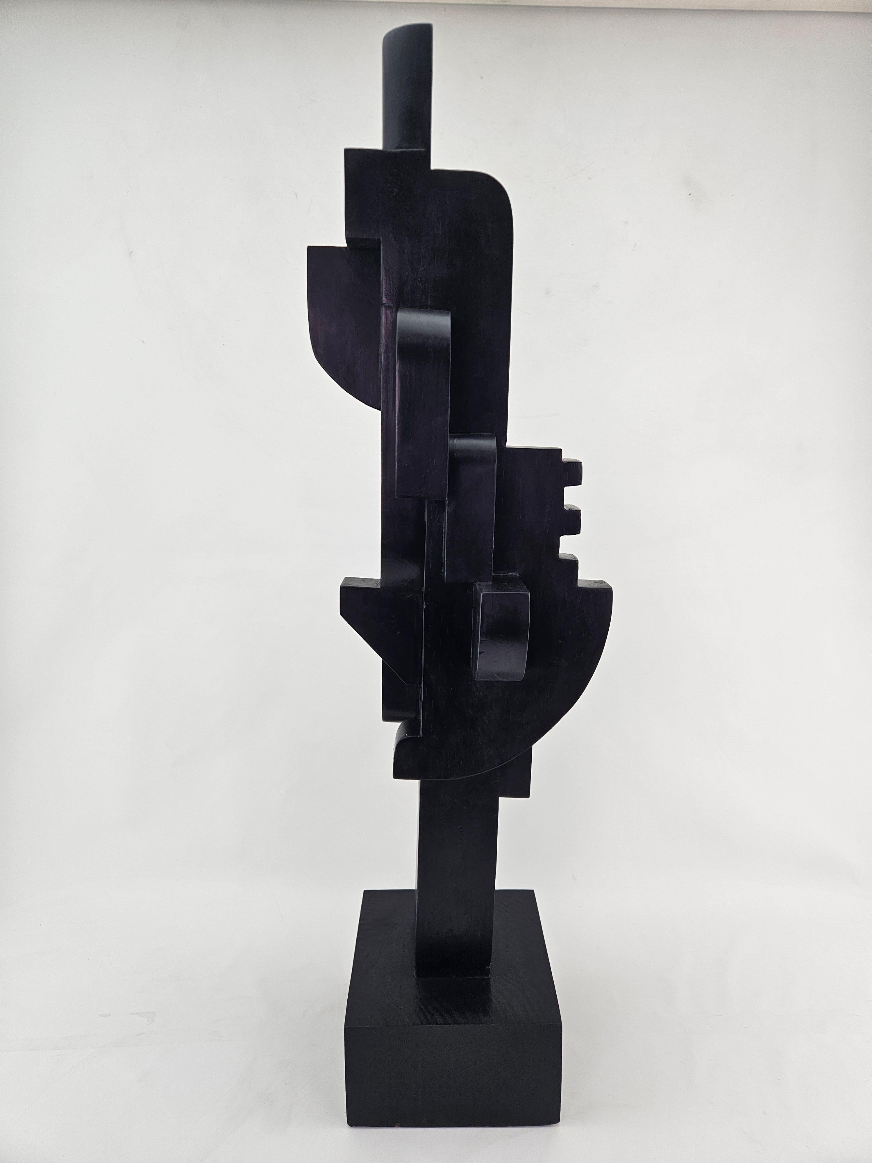 Modern Abstract Constructivist Wood Sculpture Signed Czeslaw Budny For Sale 4