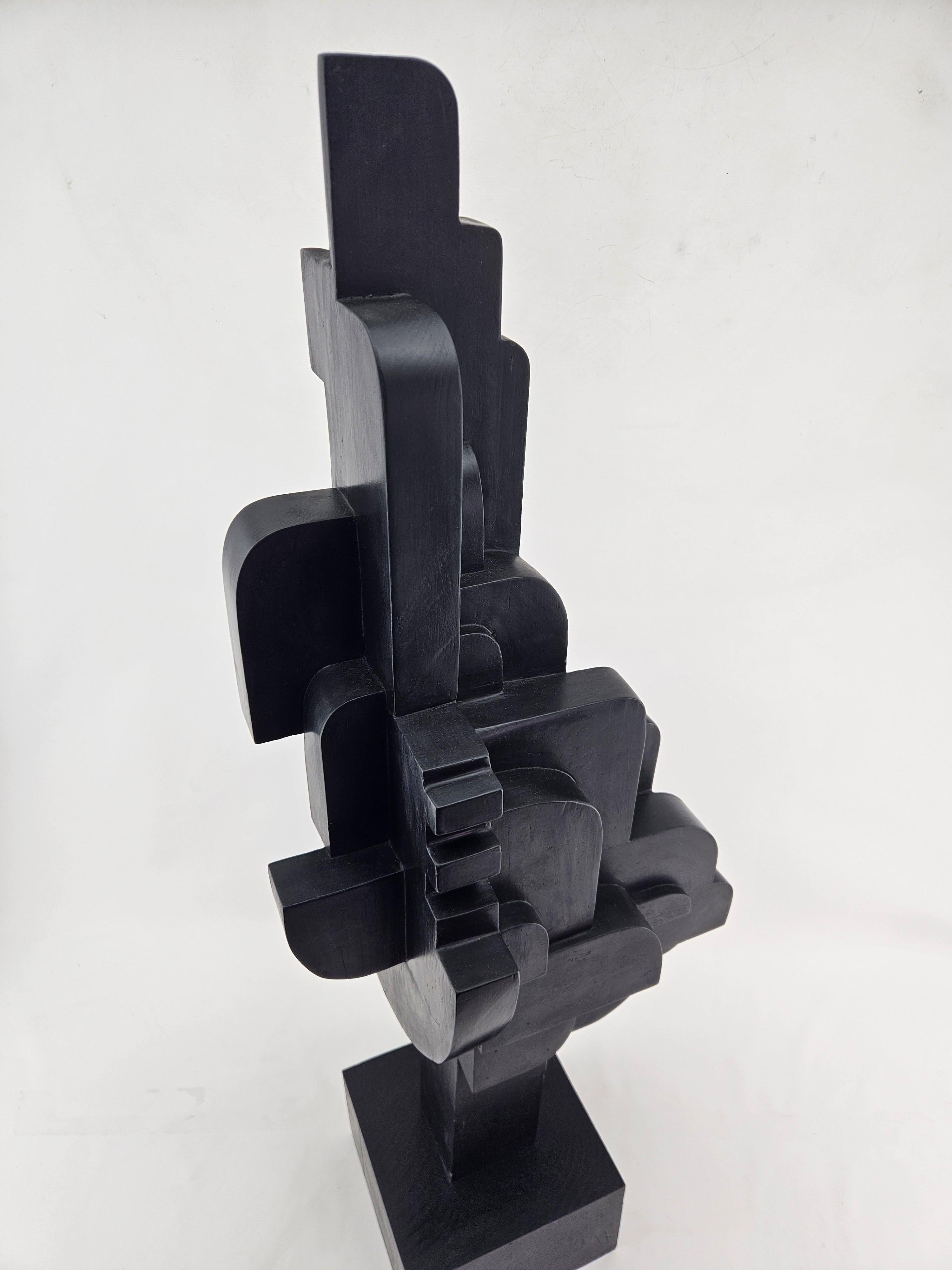 Modern Abstract Constructivist Wood Sculpture Signed Czeslaw Budny For Sale 6