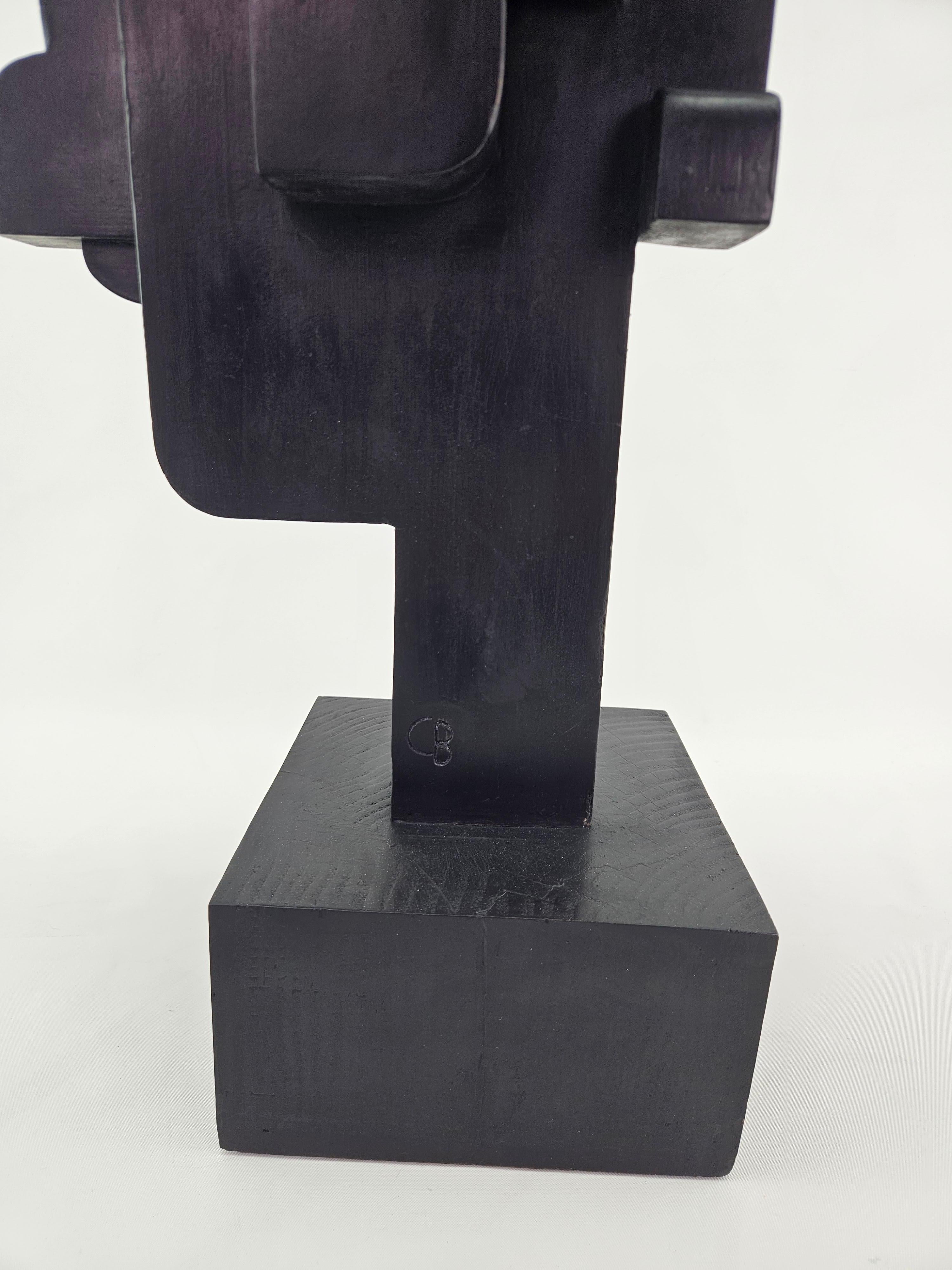 Modern Abstract Constructivist Wood Sculpture Signed Czeslaw Budny For Sale 9