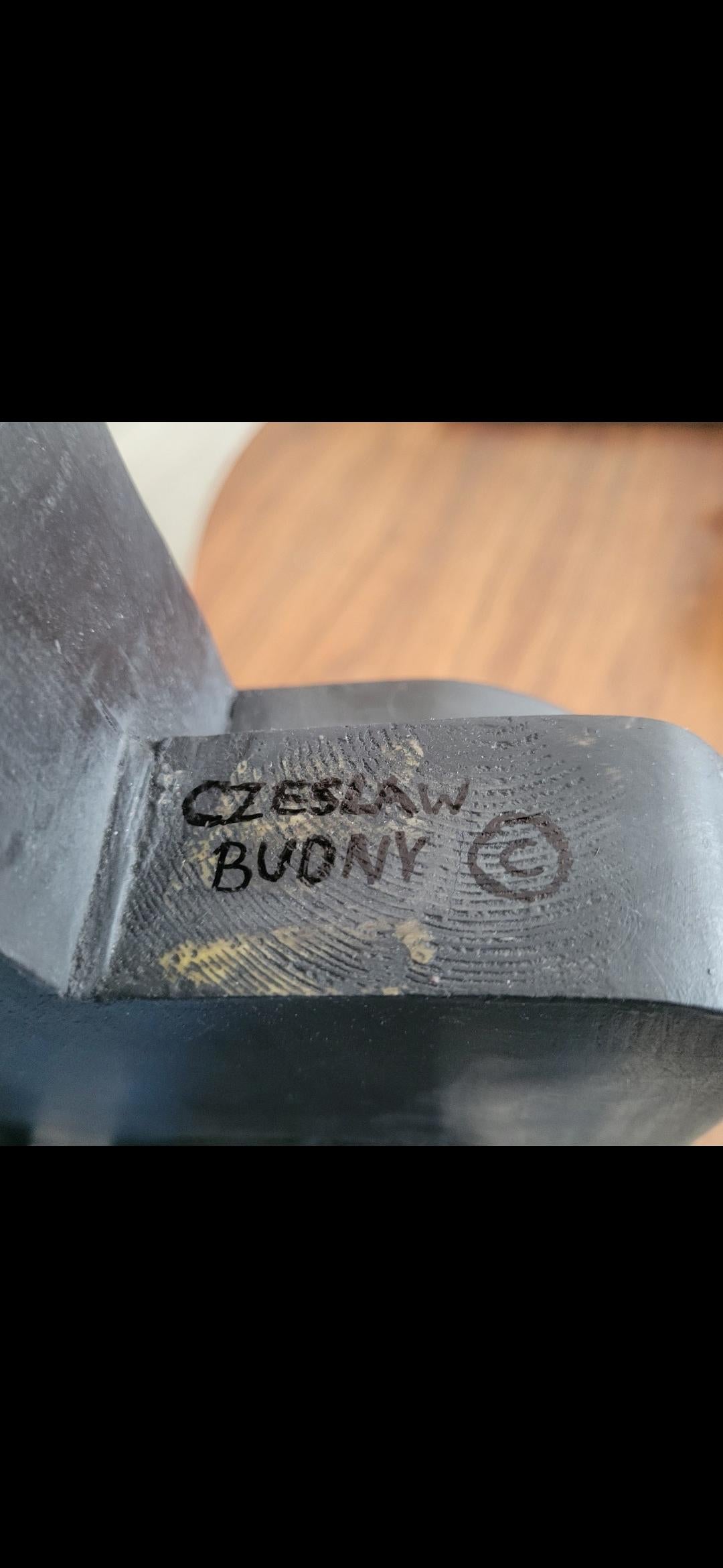 Modern Abstract Constructivist Wood Sculpture Signed Czeslaw Budny For Sale 12