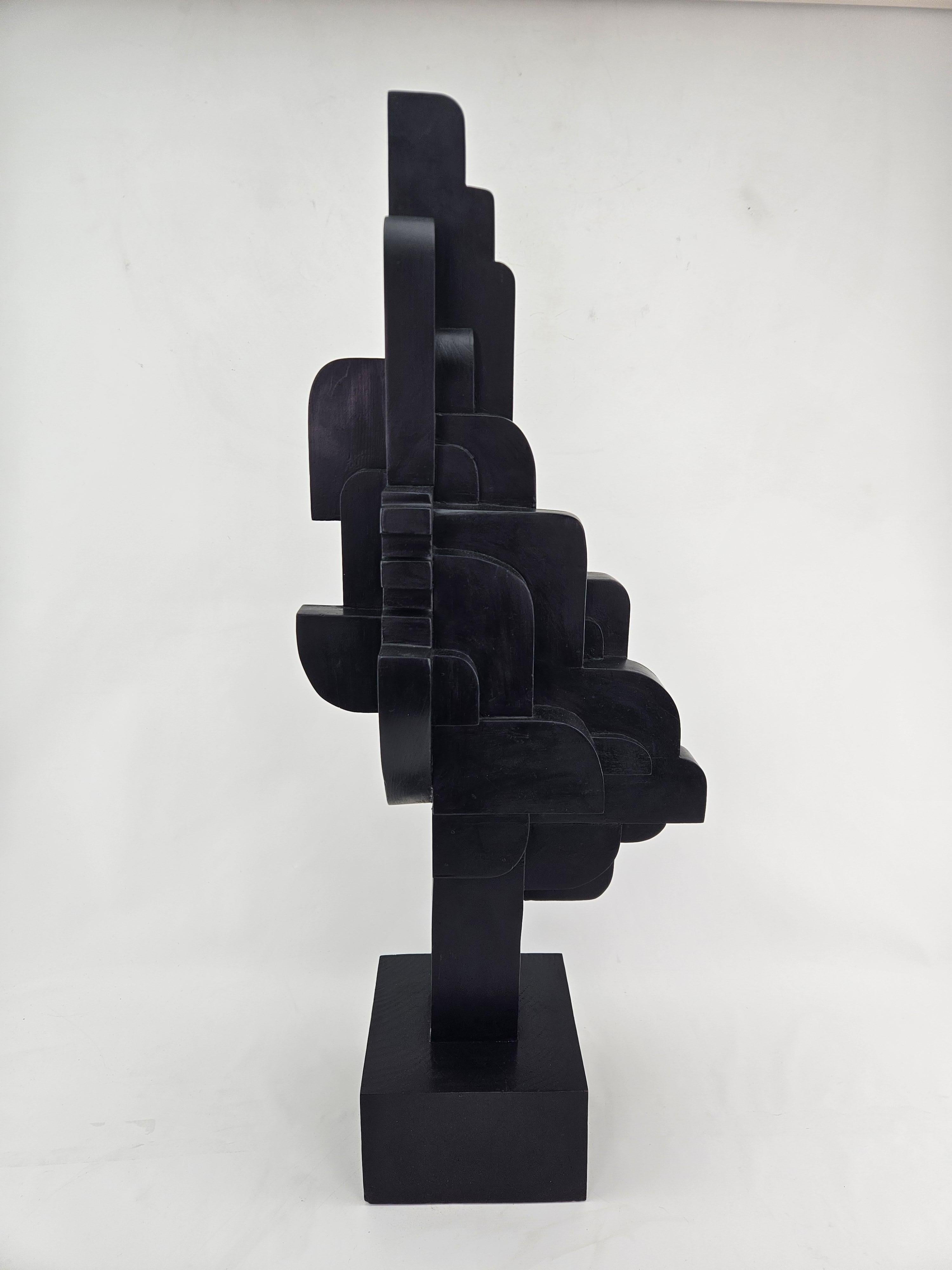 Mid-Century Modern Modern Abstract Constructivist Wood Sculpture Signed Czeslaw Budny For Sale