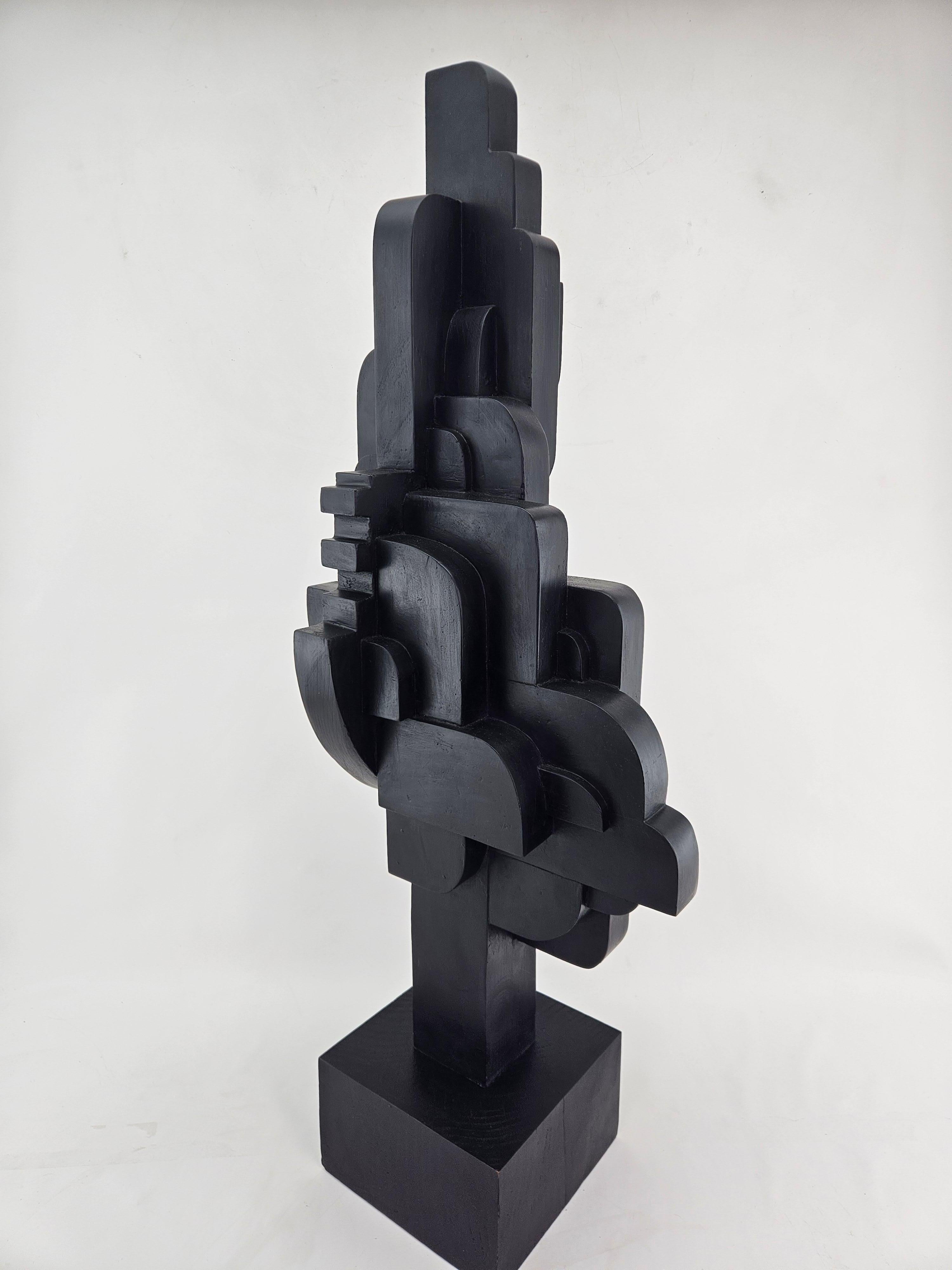 Canadian Modern Abstract Constructivist Wood Sculpture Signed Czeslaw Budny For Sale