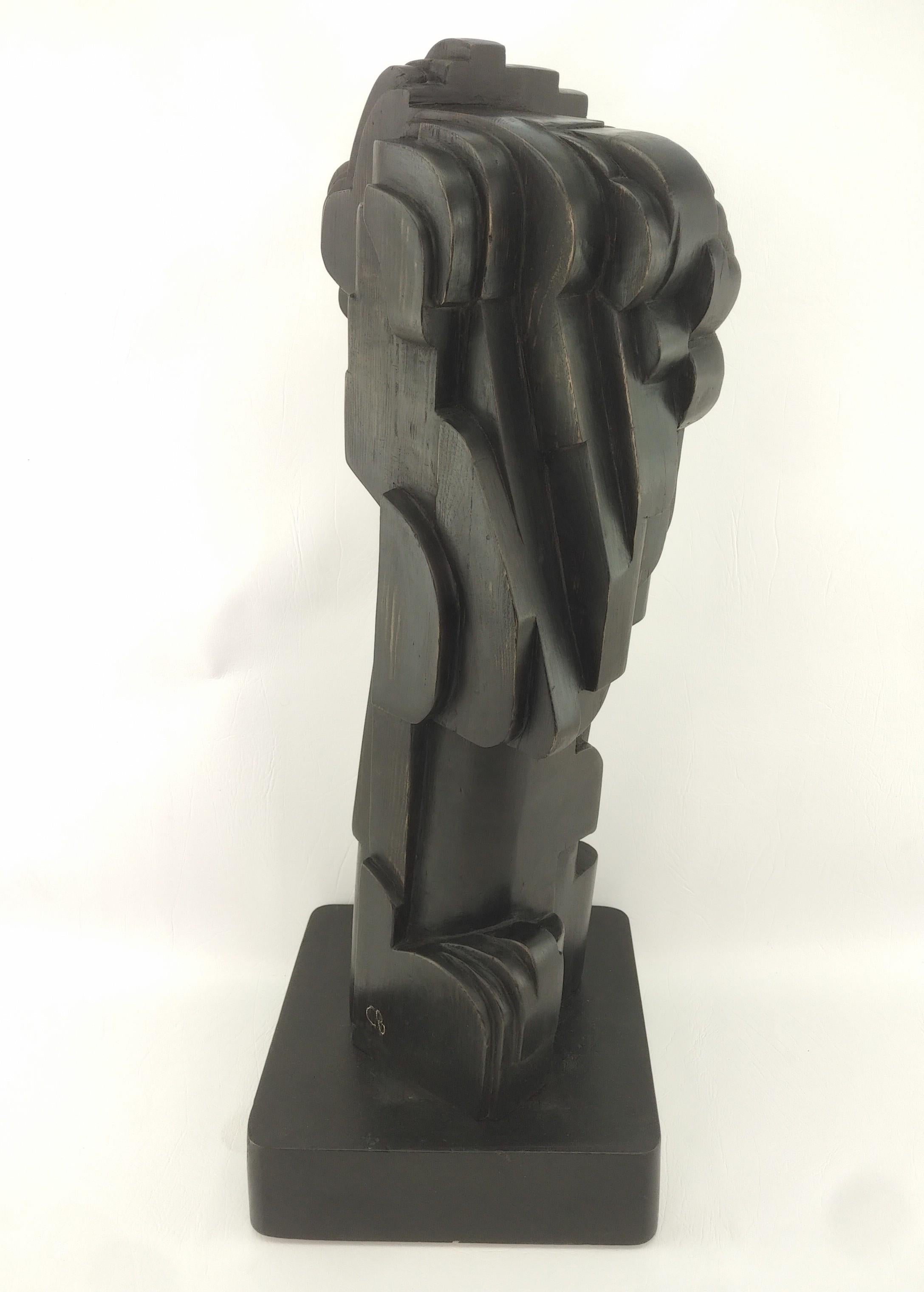 Hand-Crafted Modern Abstract Constructivist Wood Sculpture Signed Czeslaw Budny  For Sale