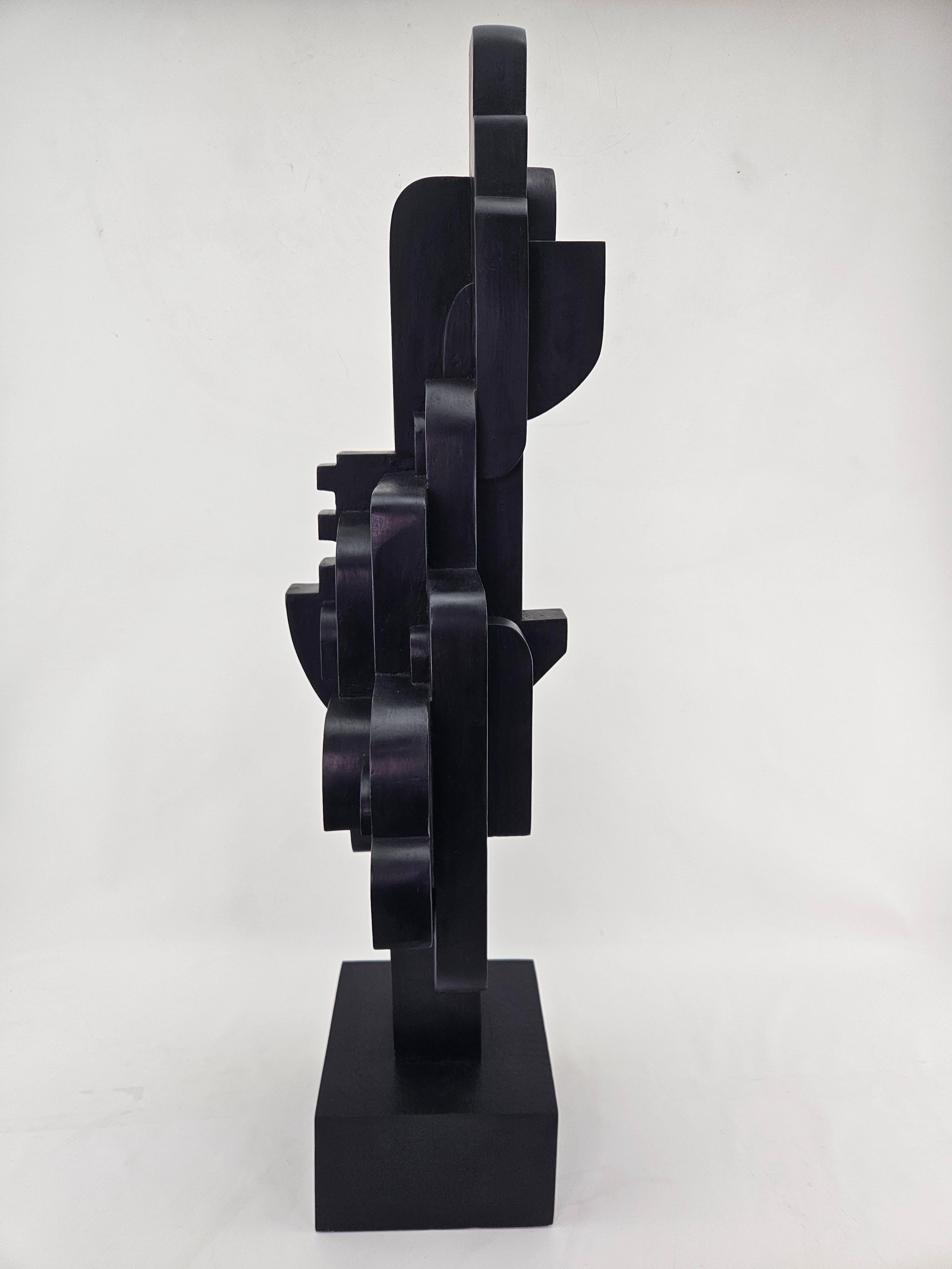 Modern Abstract Constructivist Wood Sculpture Signed Czeslaw Budny In Excellent Condition For Sale In Hamilton, Ontario