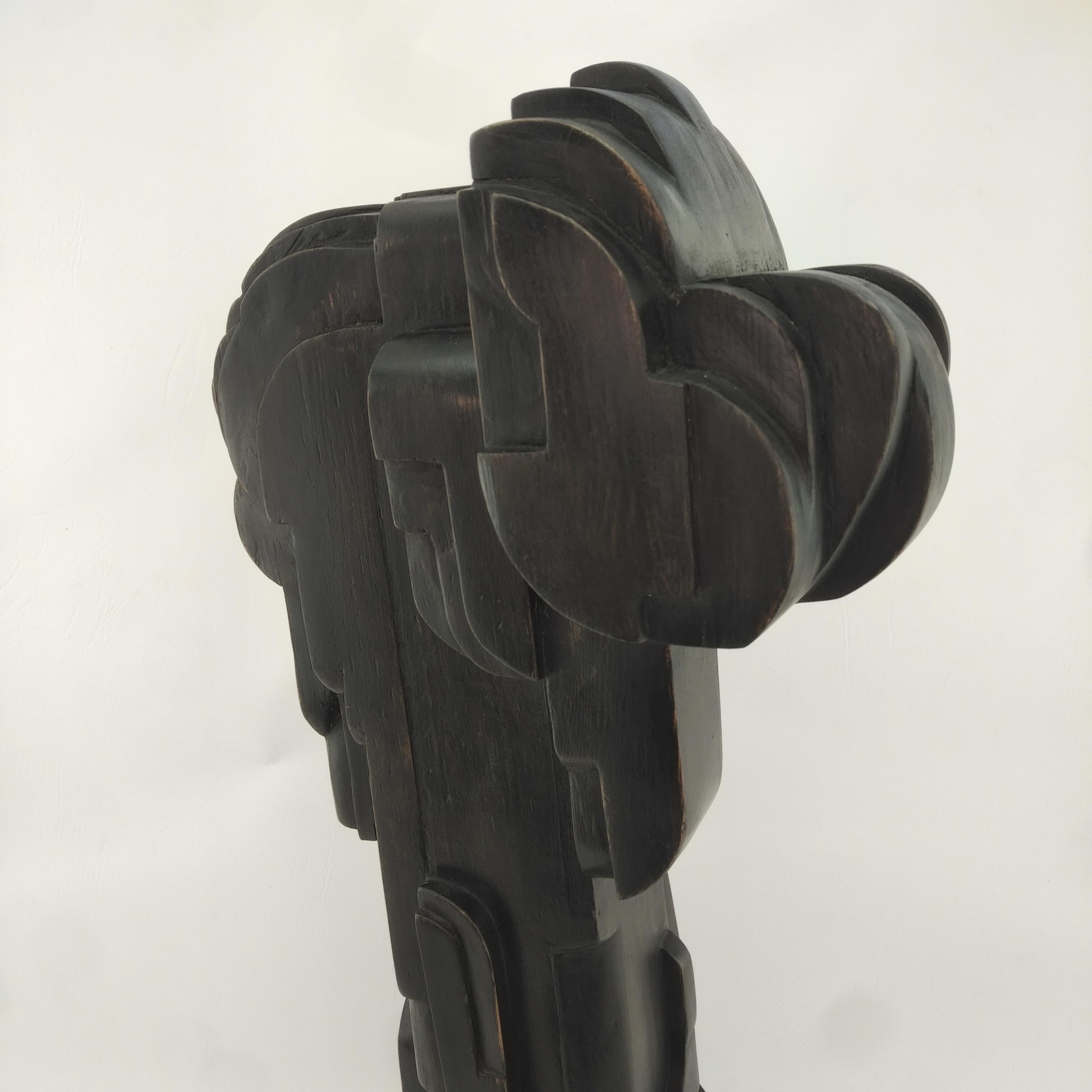 Contemporary Modern Abstract Constructivist Wood Sculpture Signed Czeslaw Budny  For Sale