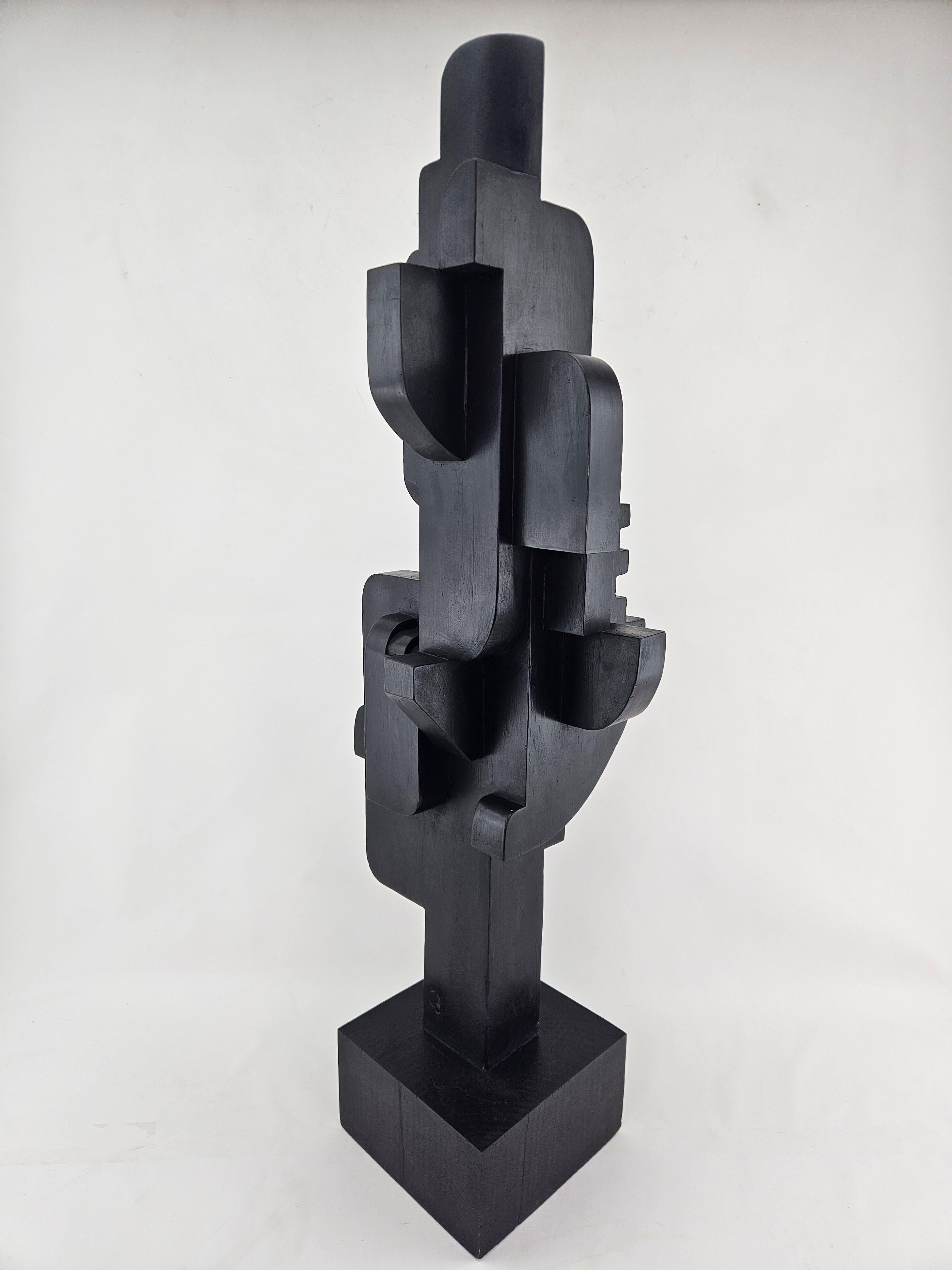 Modern Abstract Constructivist Wood Sculpture Signed Czeslaw Budny For Sale 1