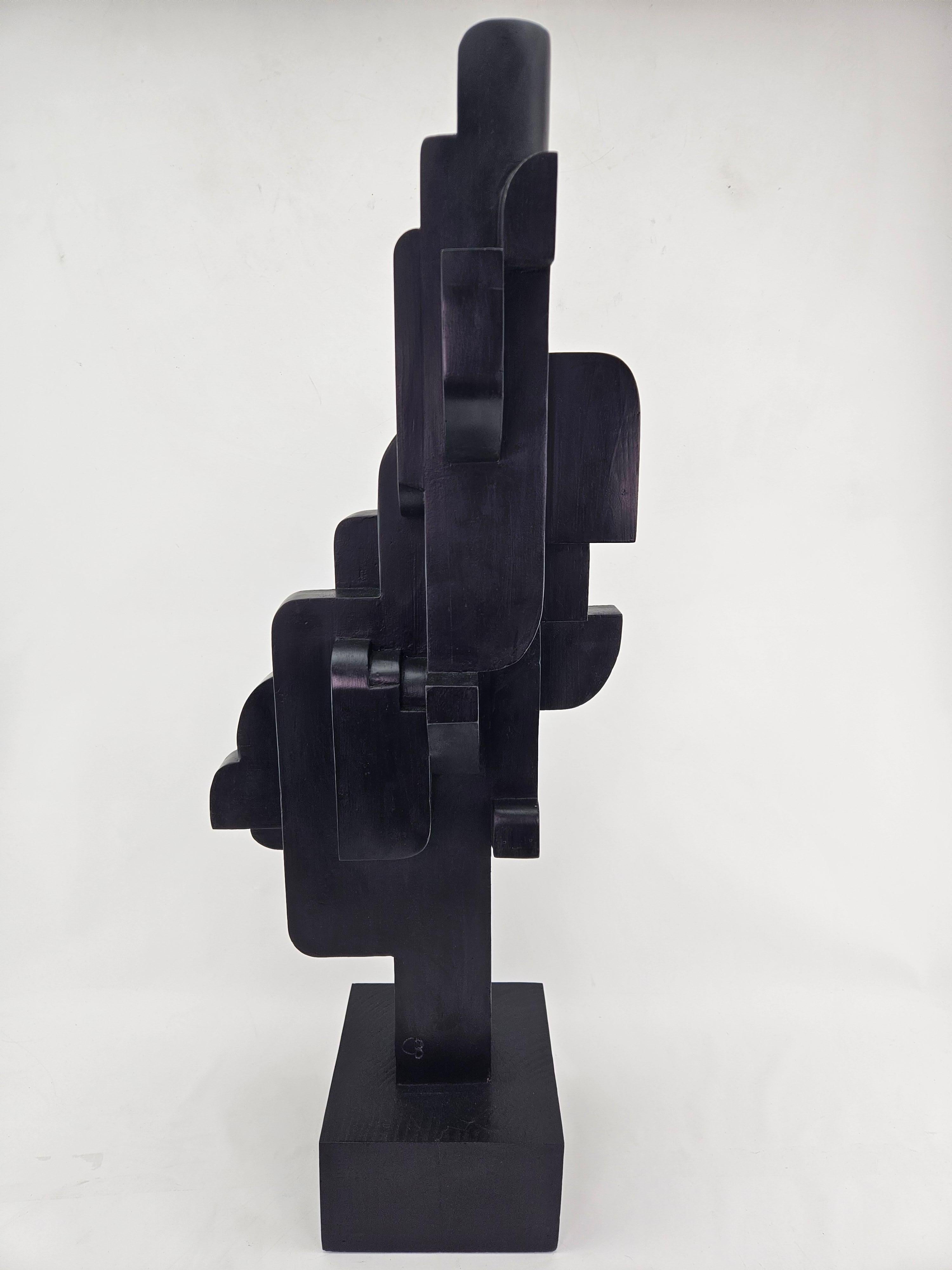 Modern Abstract Constructivist Wood Sculpture Signed Czeslaw Budny For Sale 2