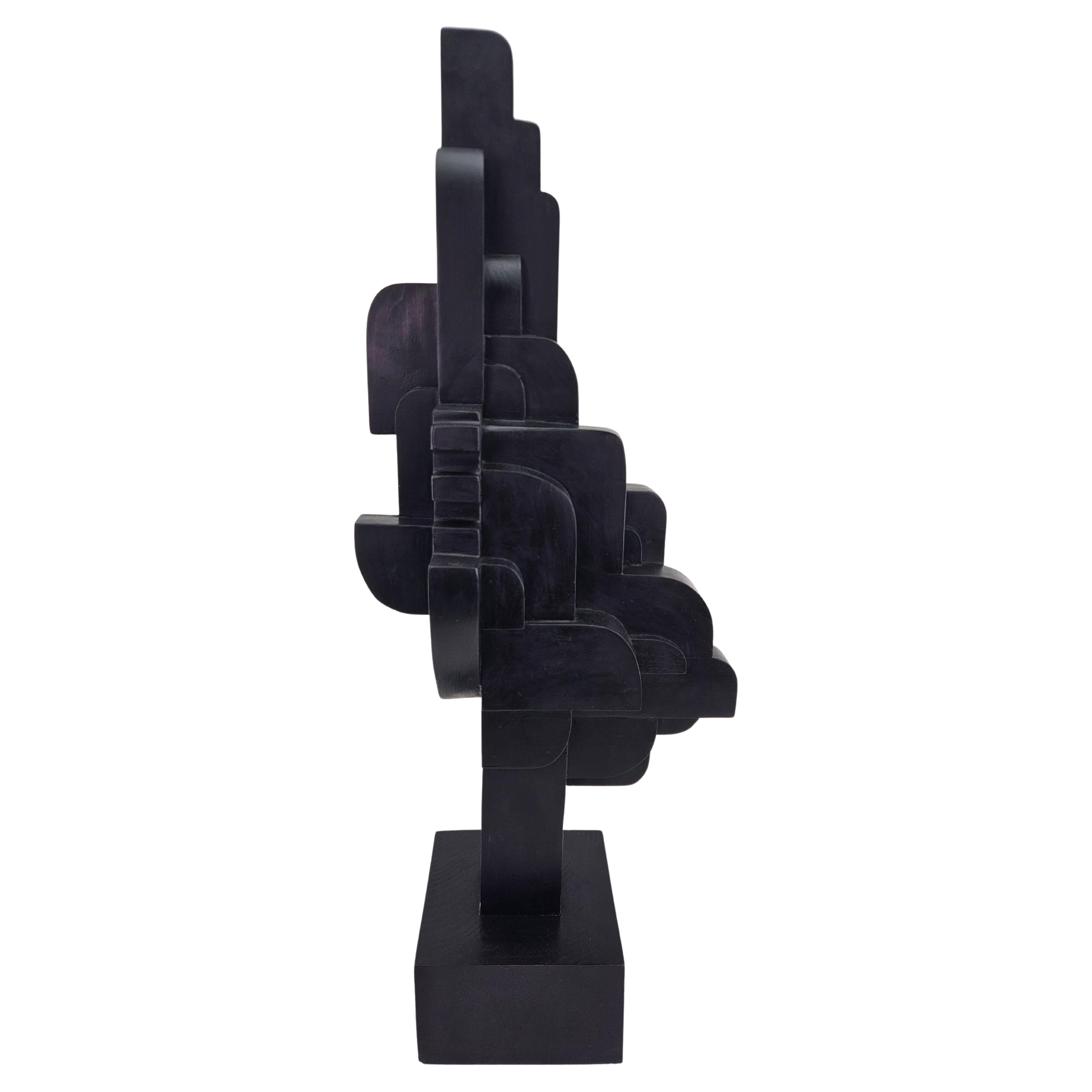 Escultura Moderna Abstracta Constructivista de Madera Firmada Czeslaw Budny