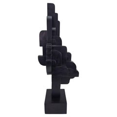 Sculpture constructiviste moderne abstraite en bois signée Czeslaw Budny