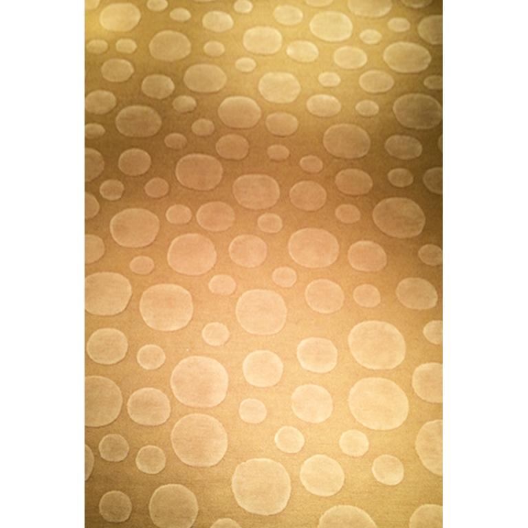 Nepalese Modern Abstract Contemporary Area Rug in Gold, Handmade of Wool, 
