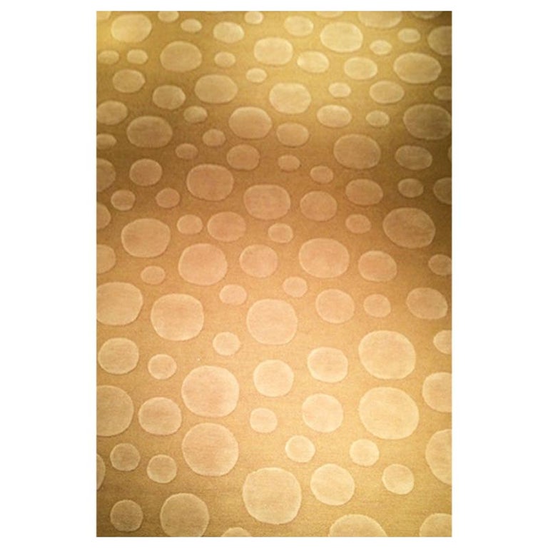 Micro Gold Button Rug Texture Modern Abstract Contemporary Area Rug in Gold, Handmade of Wool ...