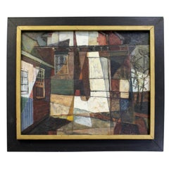Peinture sur toile moderne abstraite "Country House" de Frieda Weinberg